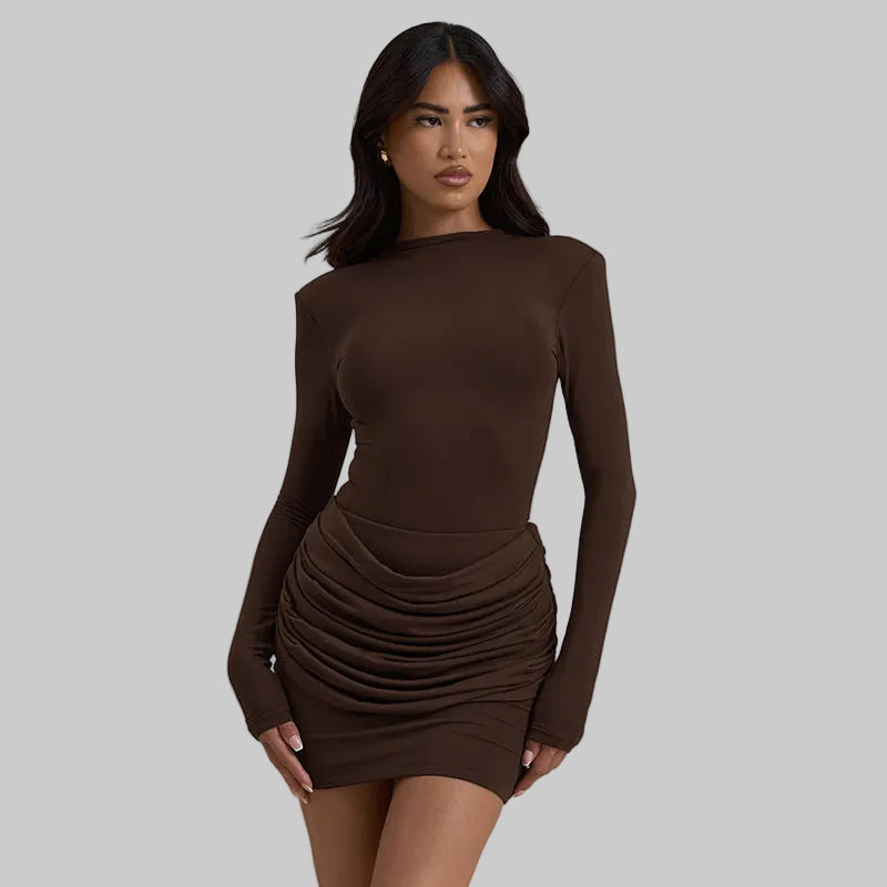 Women's Long Sleeve Ruched Mini Dress