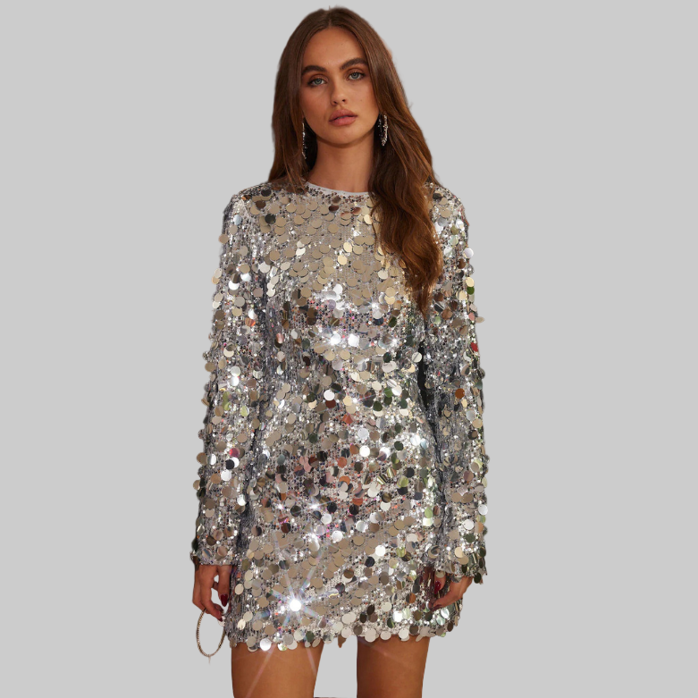 Women’s Long-Sleeve Sequin Mini Dress