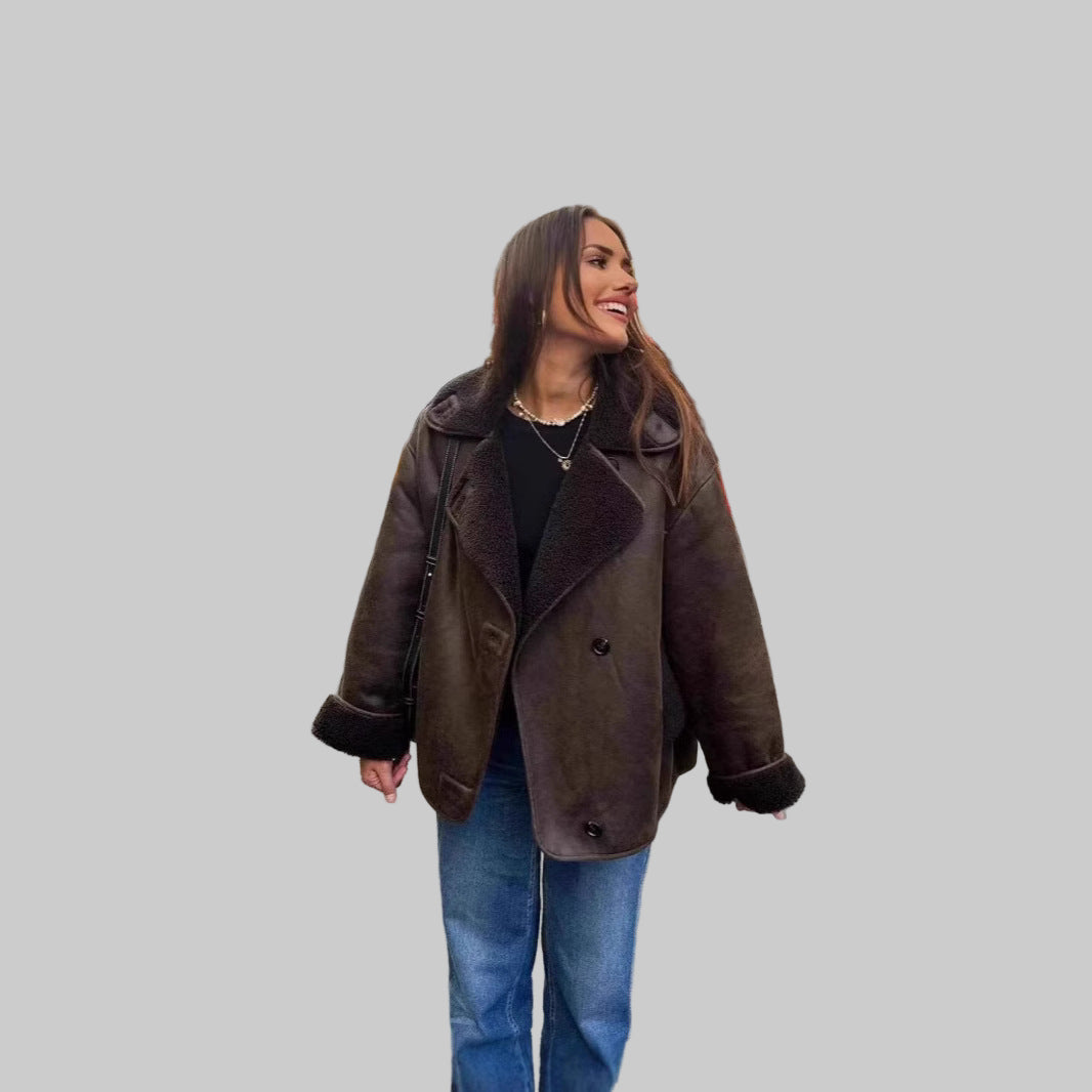 Women’s Shearling-Lined Faux Leather Jacket