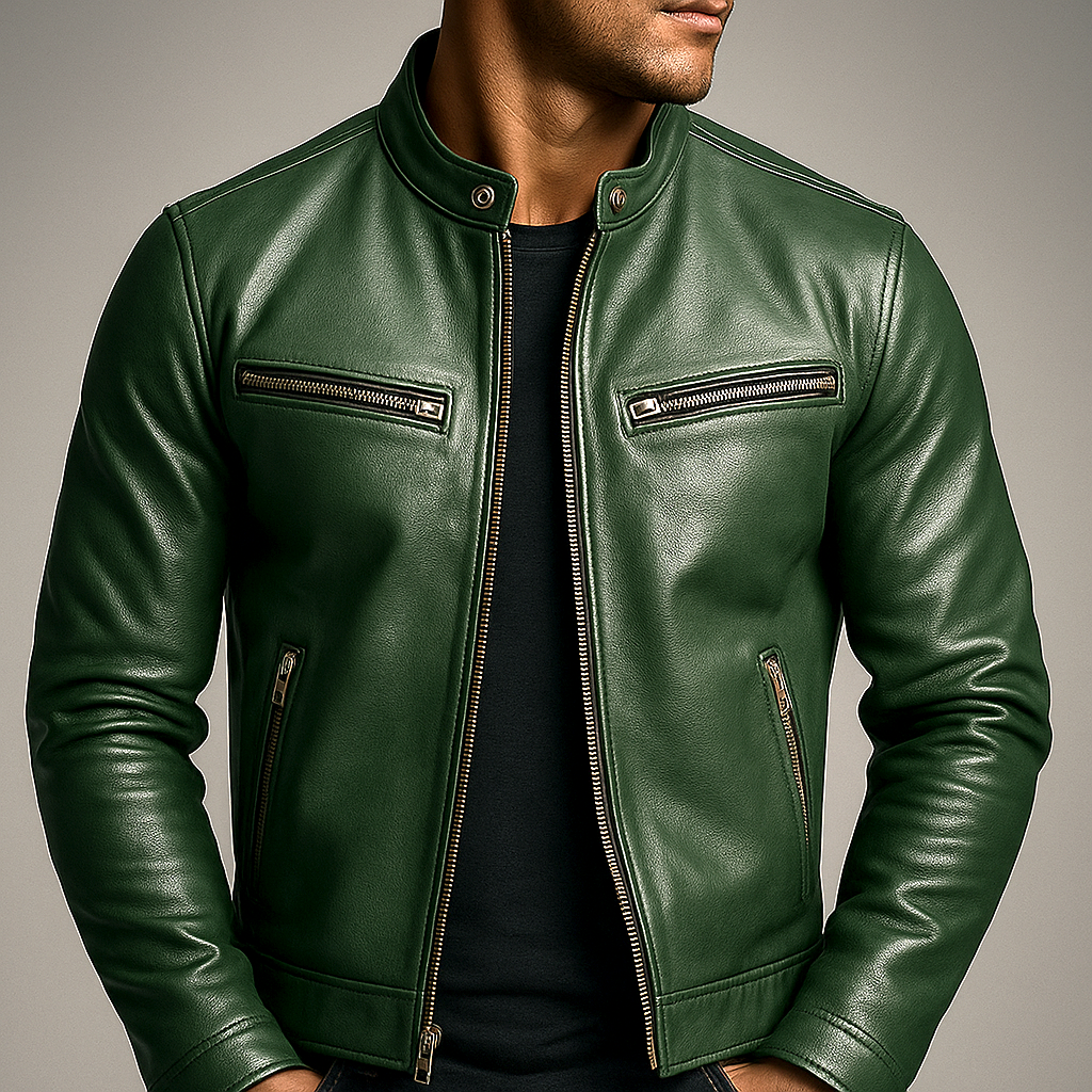 Men's Leather Biker Jacket – Classic Moto