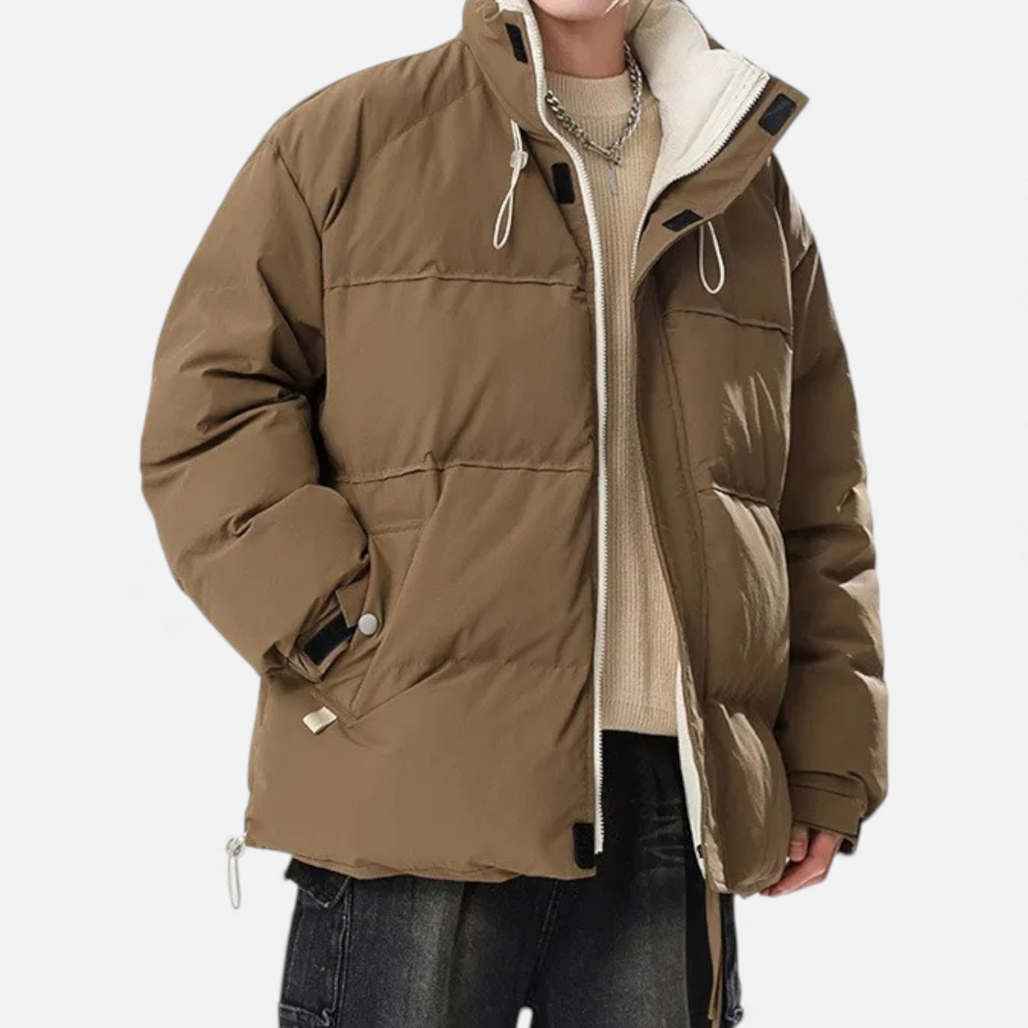 Men’s Oversized Windproof Jacket with Stand Collar
