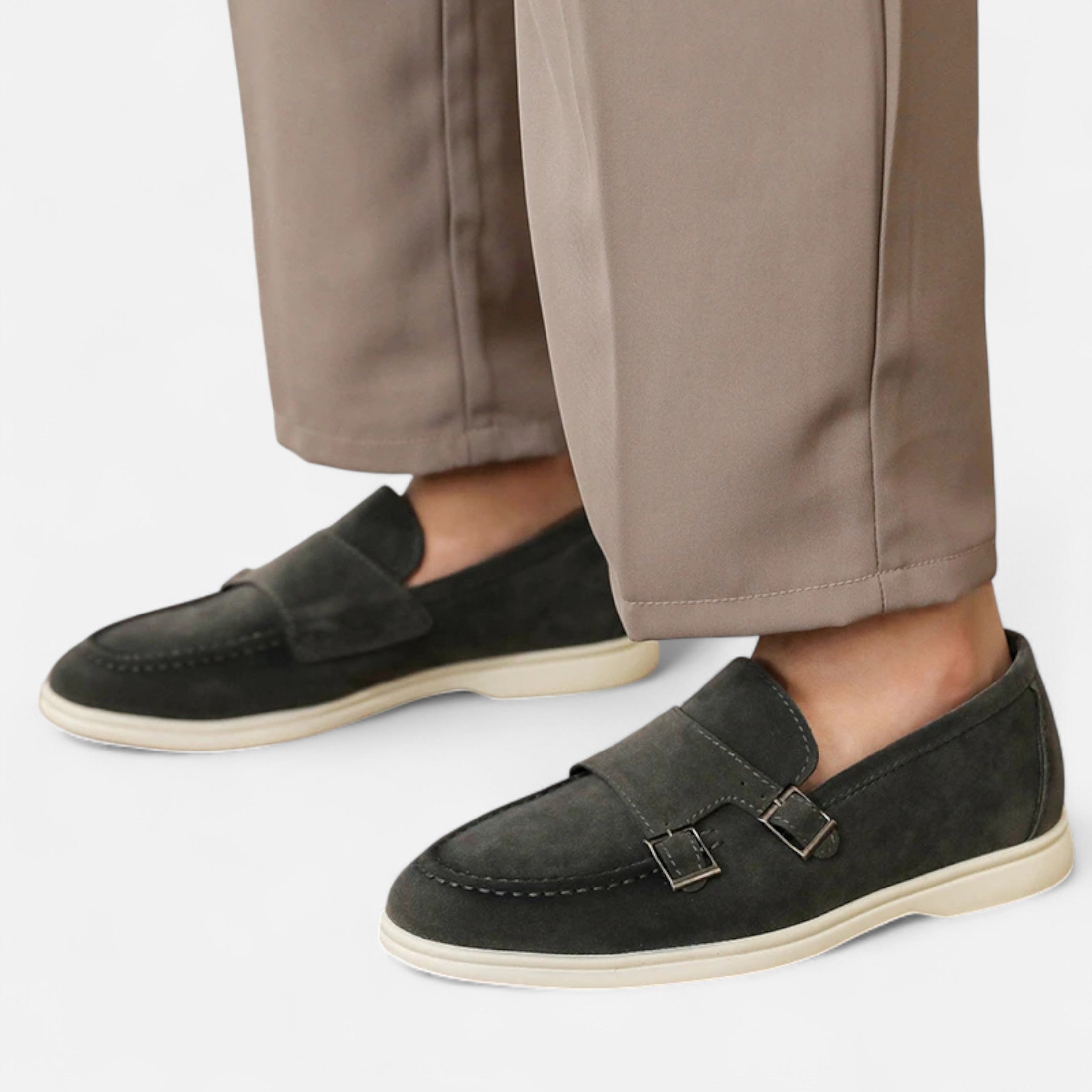 Men’s Suede Monk Strap Loafers – Slip-On Elegance