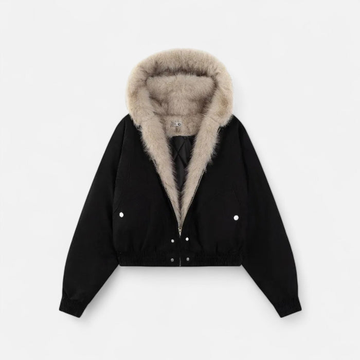 Women's Hooded Coat Fur Collar Vintage Style