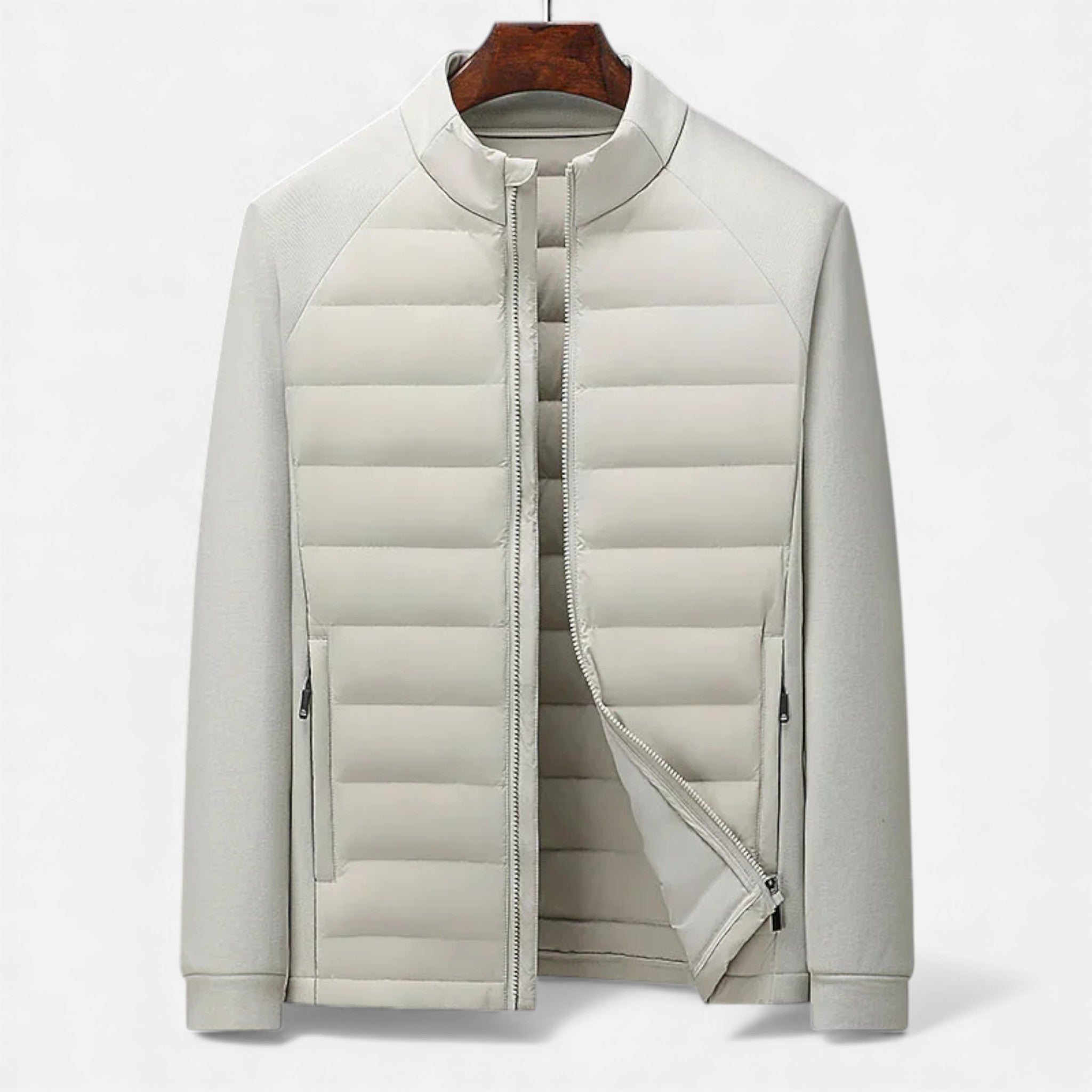Men’s Quilted Down Jacket with Stand-Up Collar