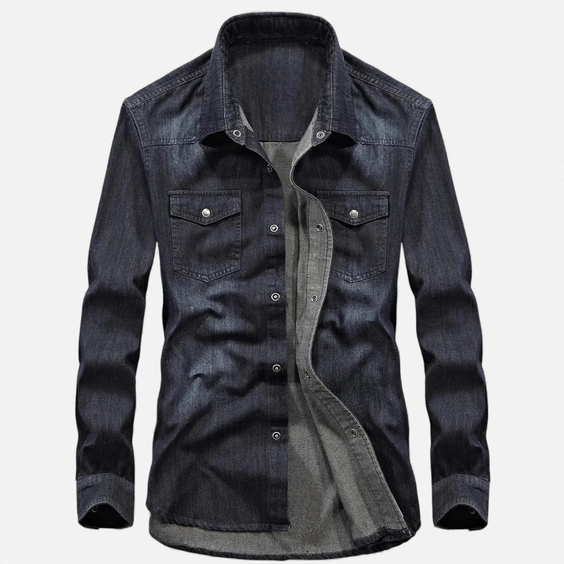 Men’s Loose-Fit Denim Shirt for Autumn/Winter