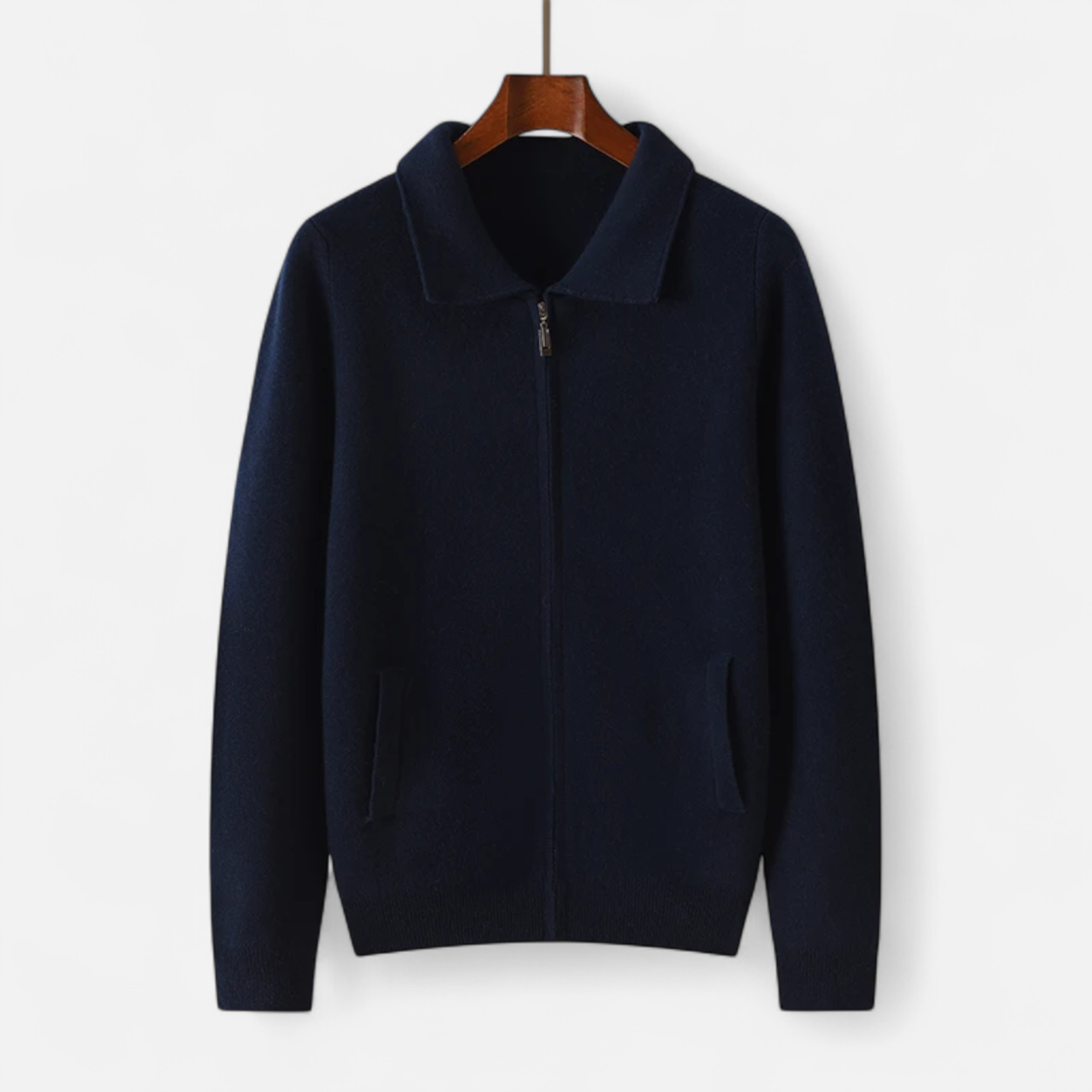 Men’s Wool-Cashmere Zip Business Sweater