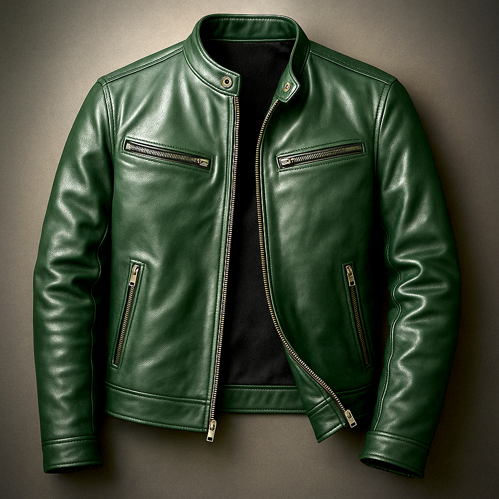 Men's Leather Biker Jacket – Classic Moto