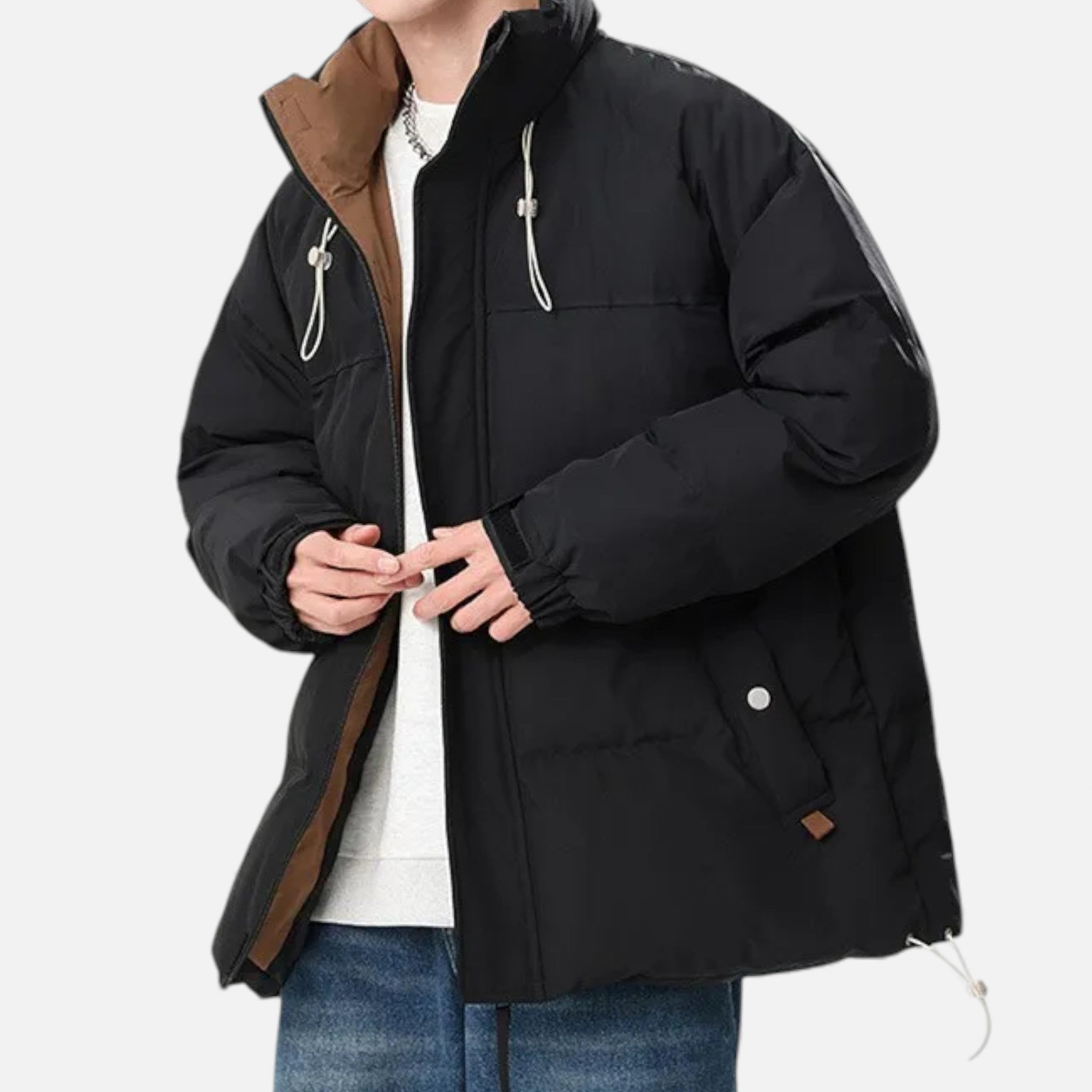 Men’s Oversized Windproof Jacket with Stand Collar