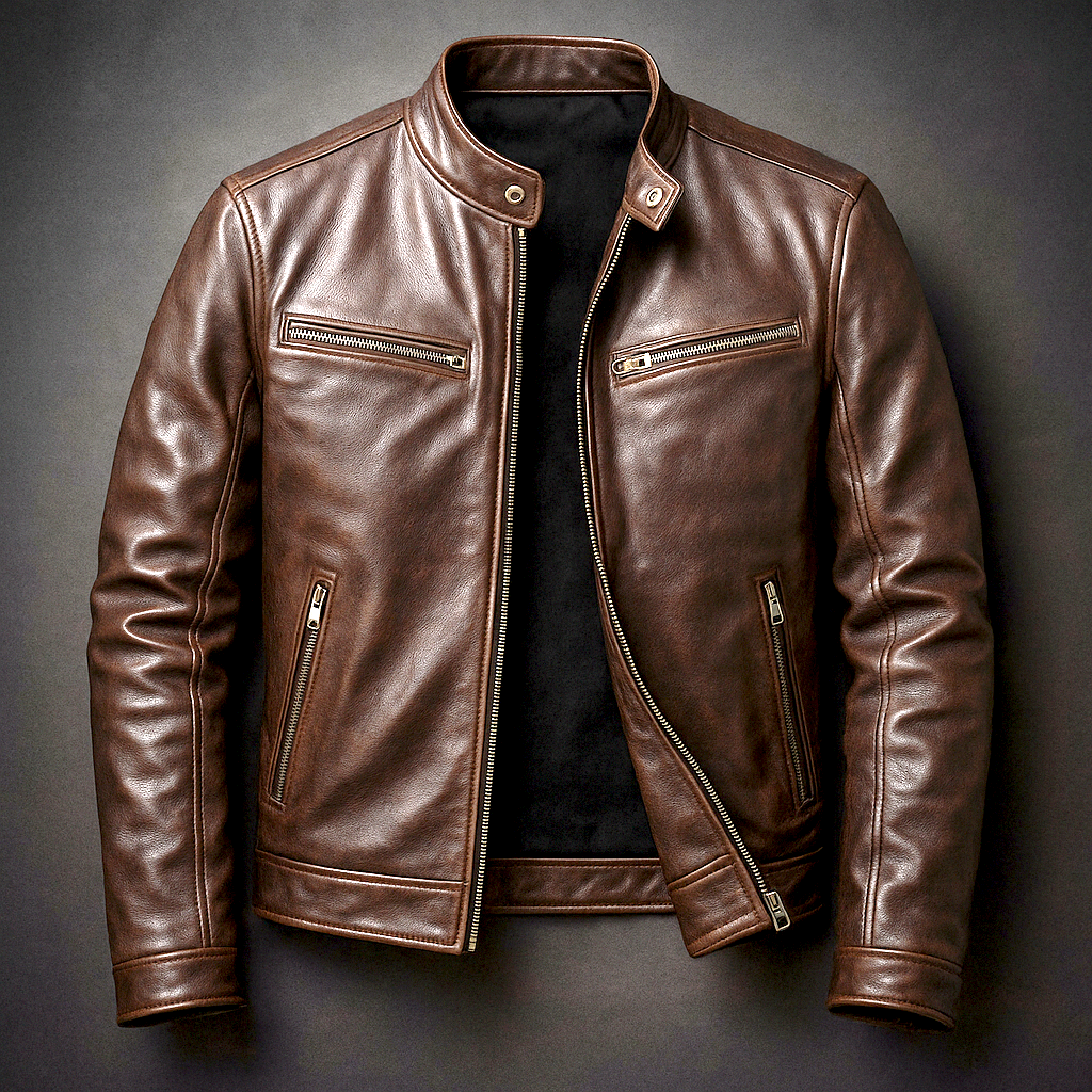 Men's Leather Biker Jacket – Classic Moto