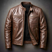 Men's Leather Biker Jacket – Classic Moto