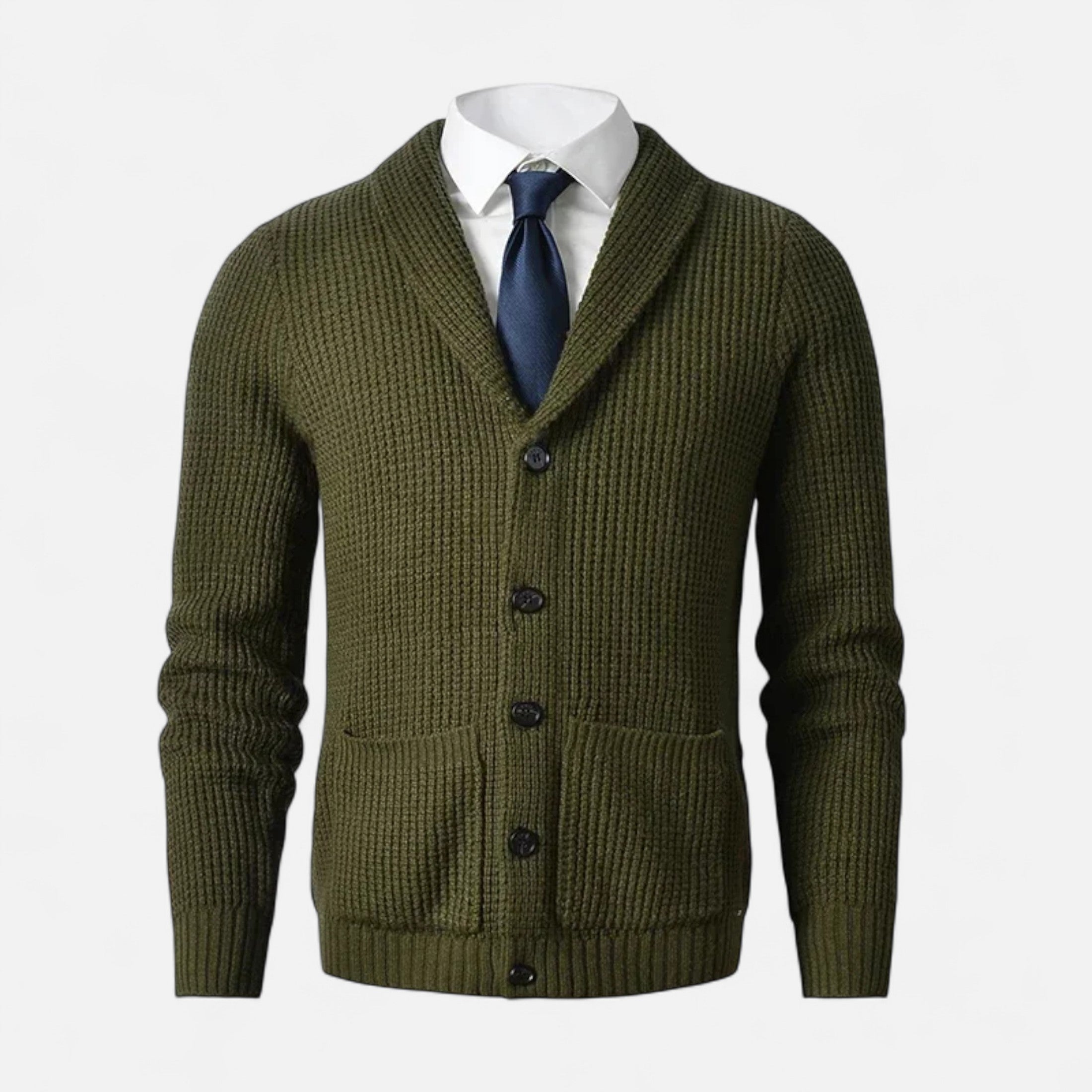 Men’s Button-Up Premium Wool Cardigan – Classic Slim Fit Style