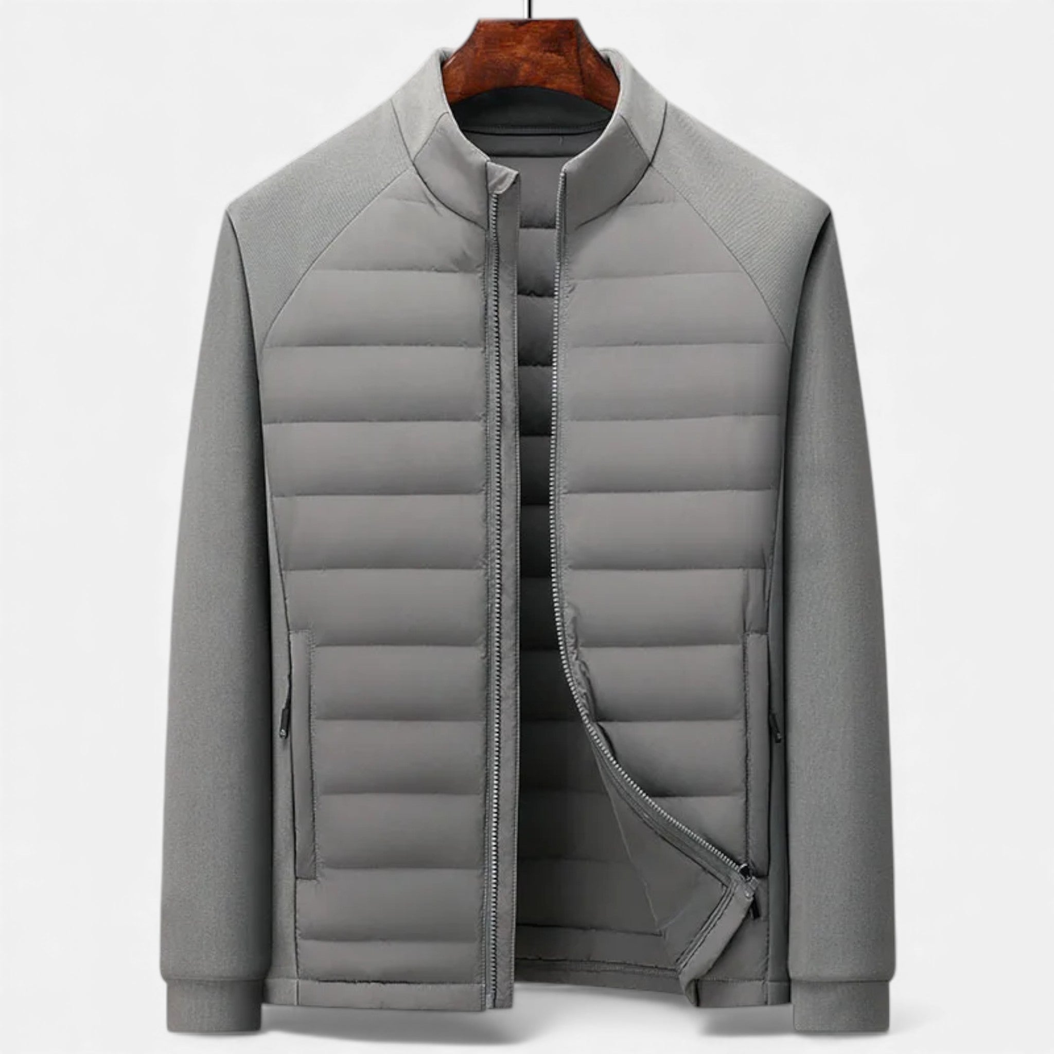 Men’s Quilted Down Jacket with Stand-Up Collar