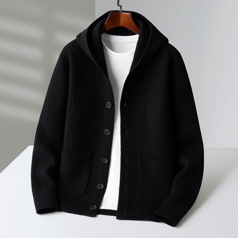 Men's Hooded Cardigan – Knitted Zip Up