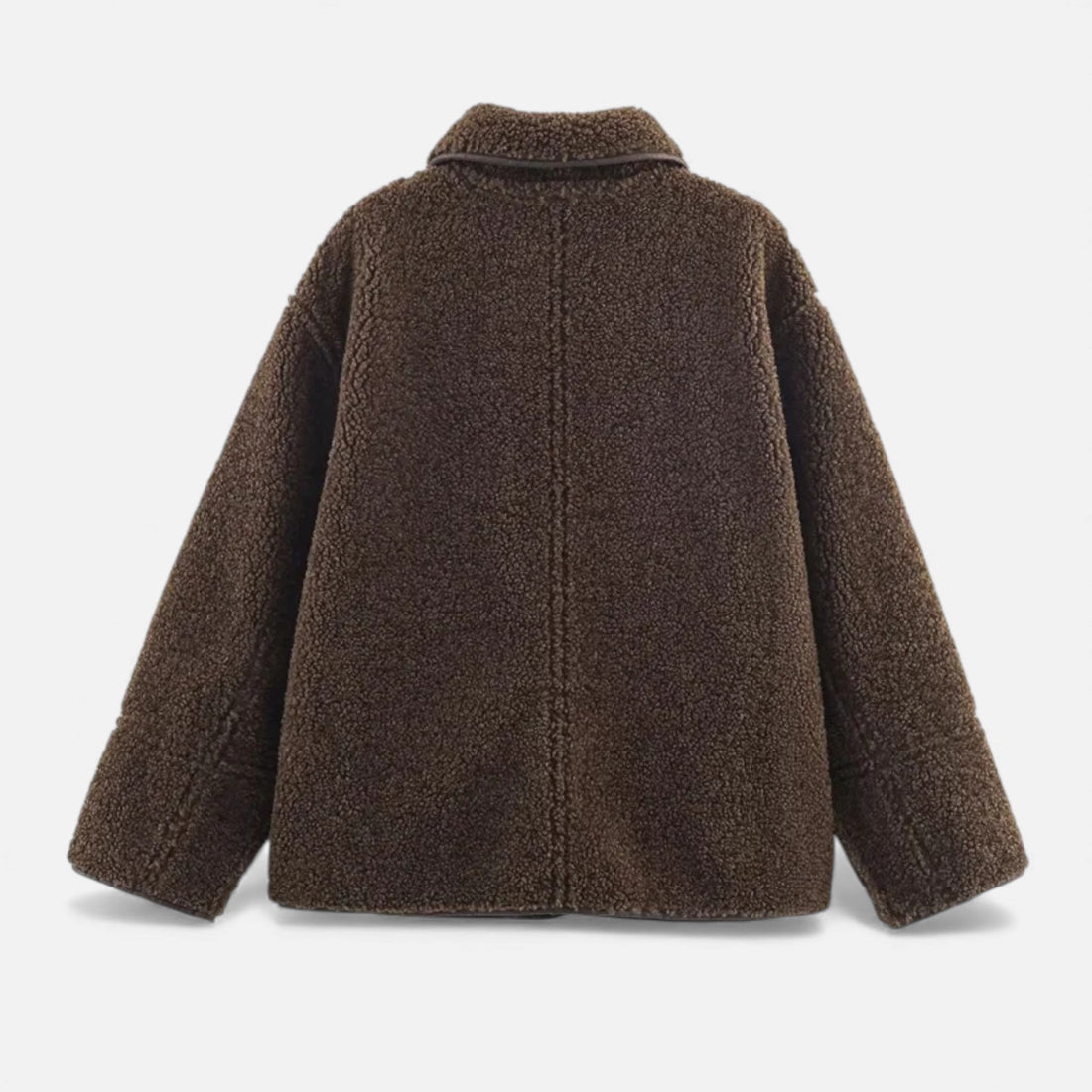 Women’s Reversible Brown Teddy Jacket with Turn-Down Collar