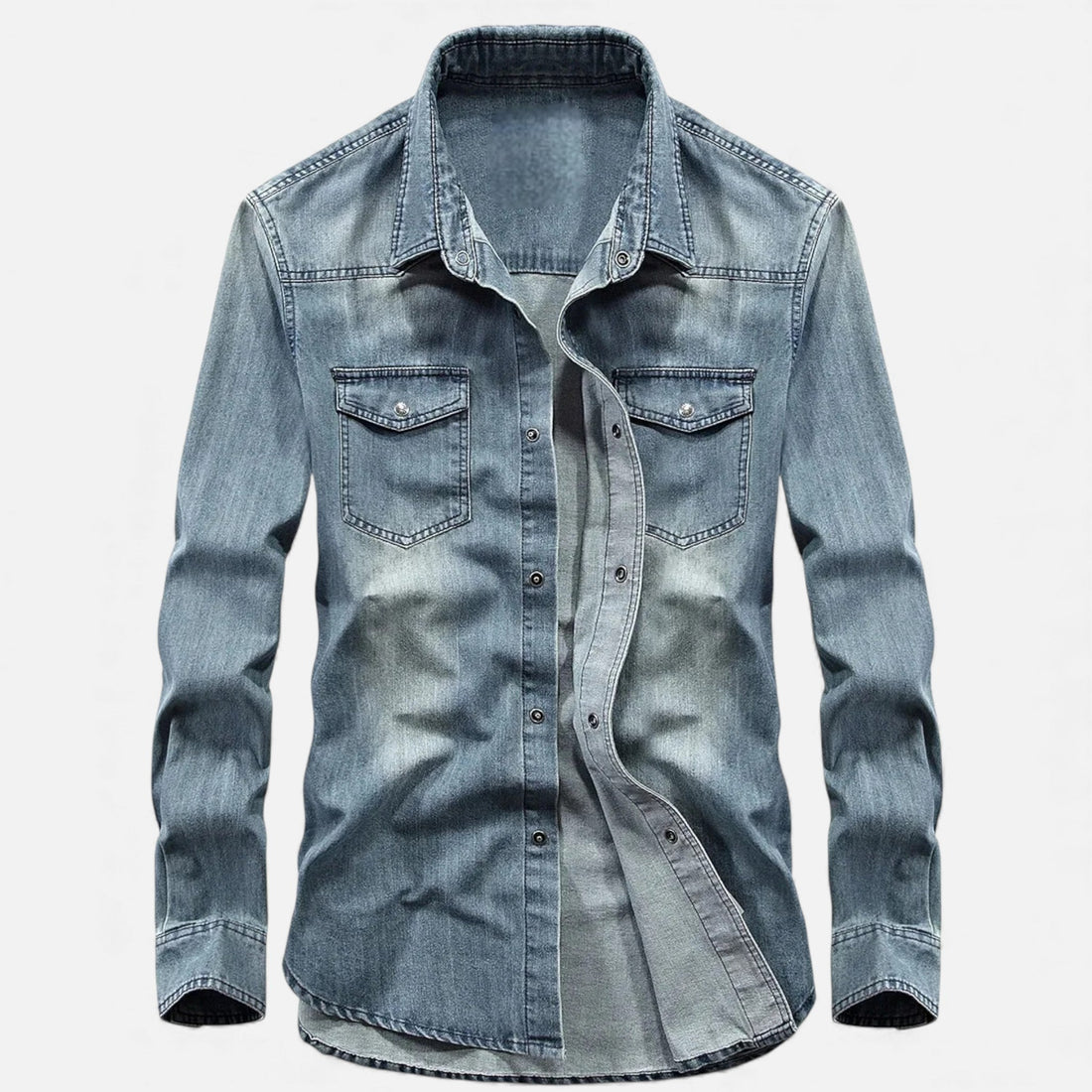 Men’s Loose-Fit Denim Shirt for Autumn/Winter