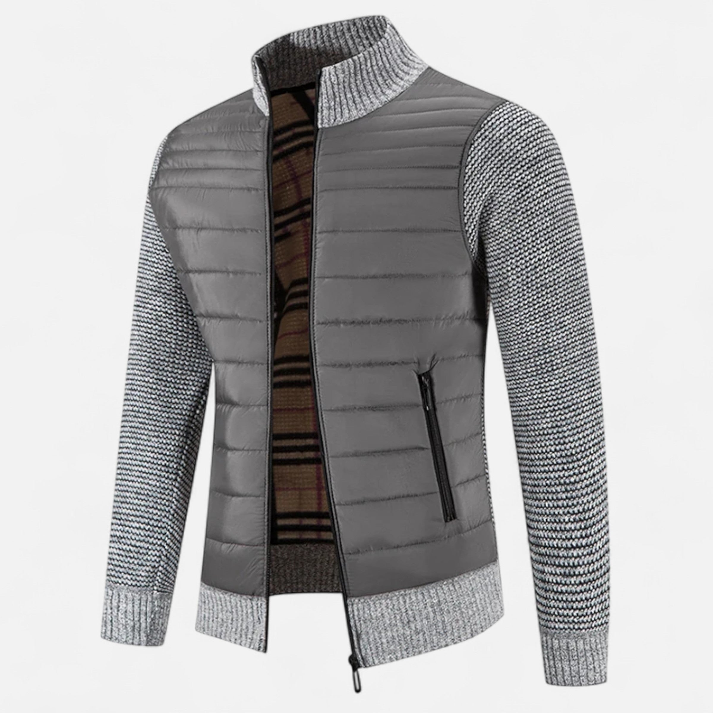 Men’s Fleece Stand-Collar Patchwork Jacket