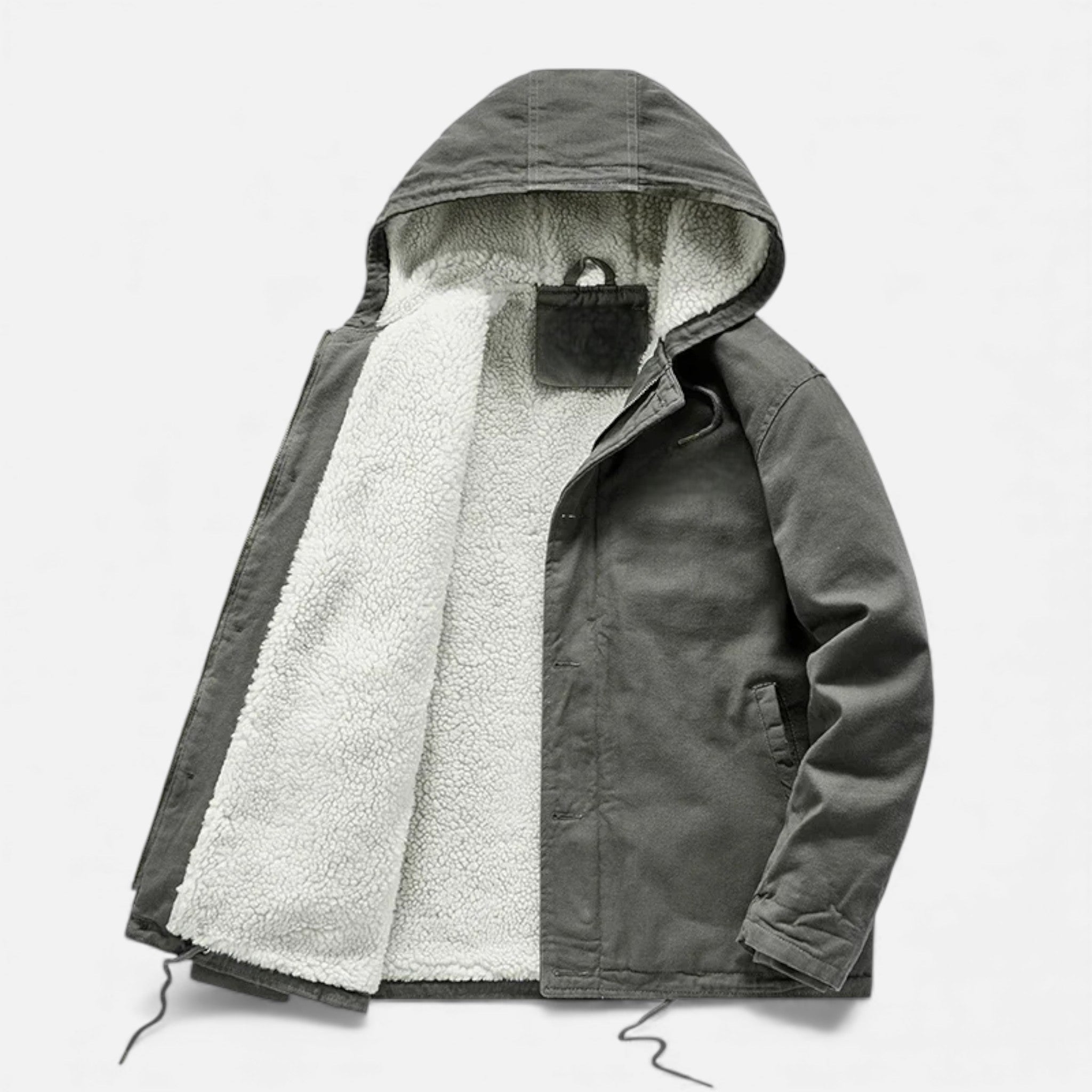 Men’s Lamb Fleece Hooded Winter Coat