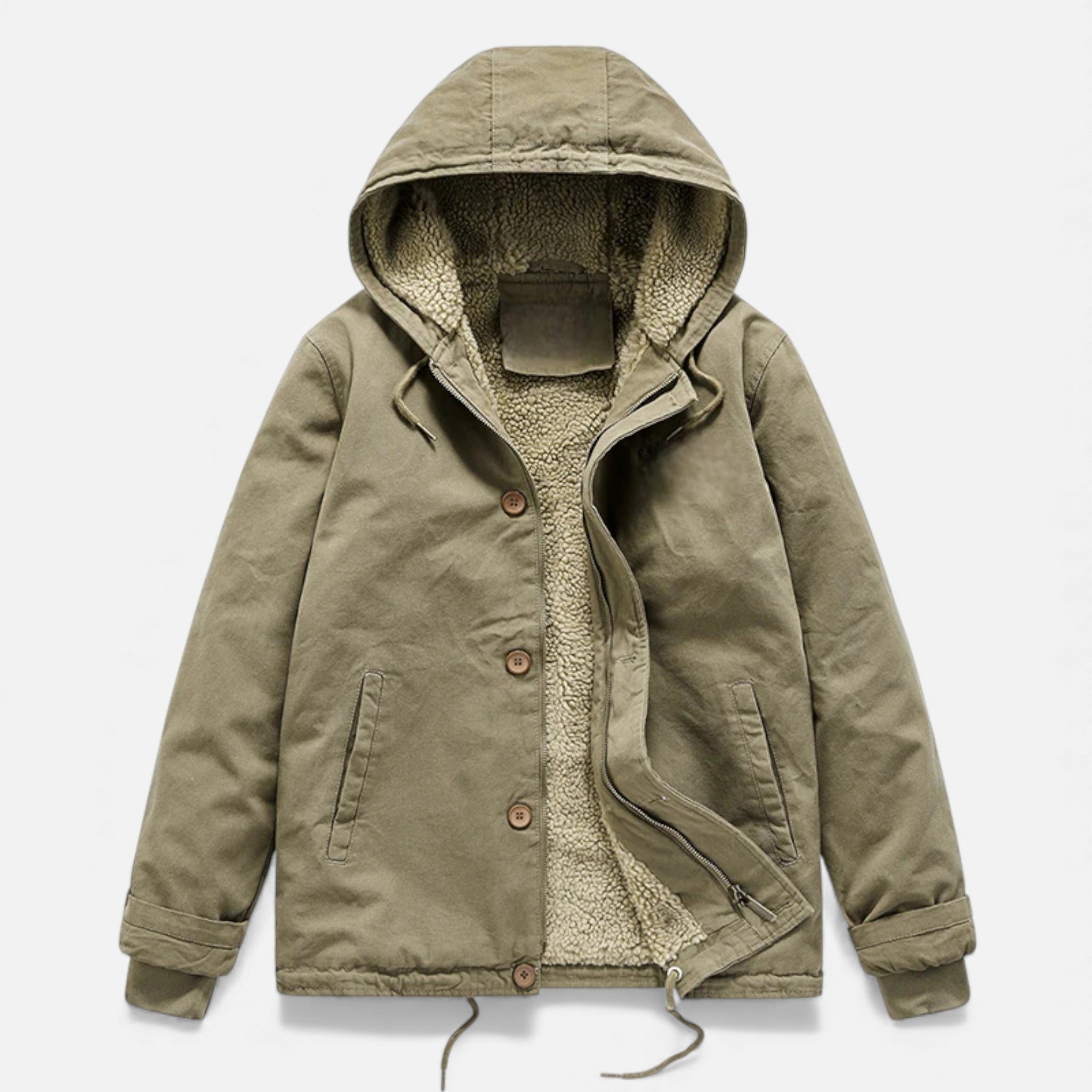 Men’s Lamb Fleece Hooded Winter Coat