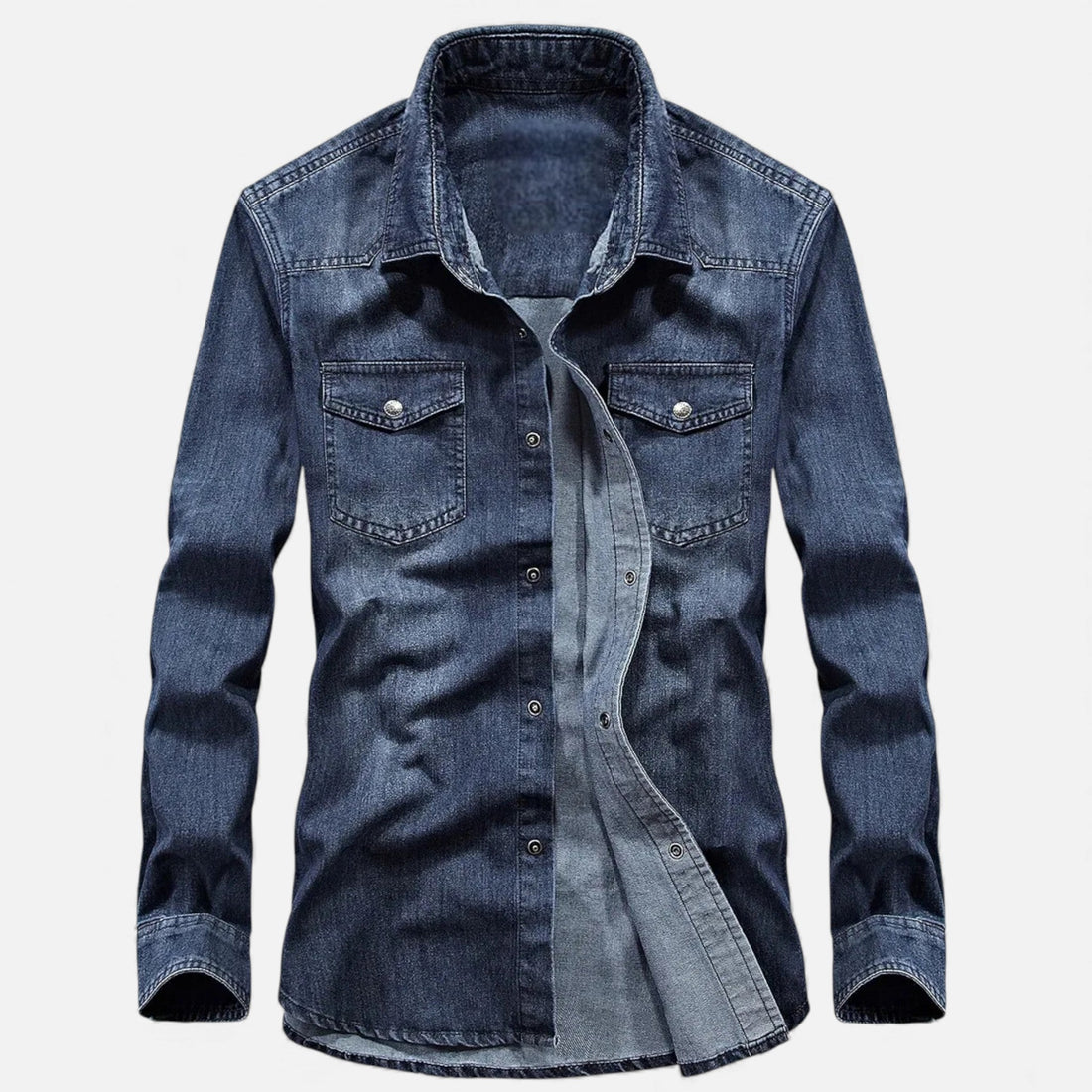 Men’s Loose-Fit Denim Shirt for Autumn/Winter