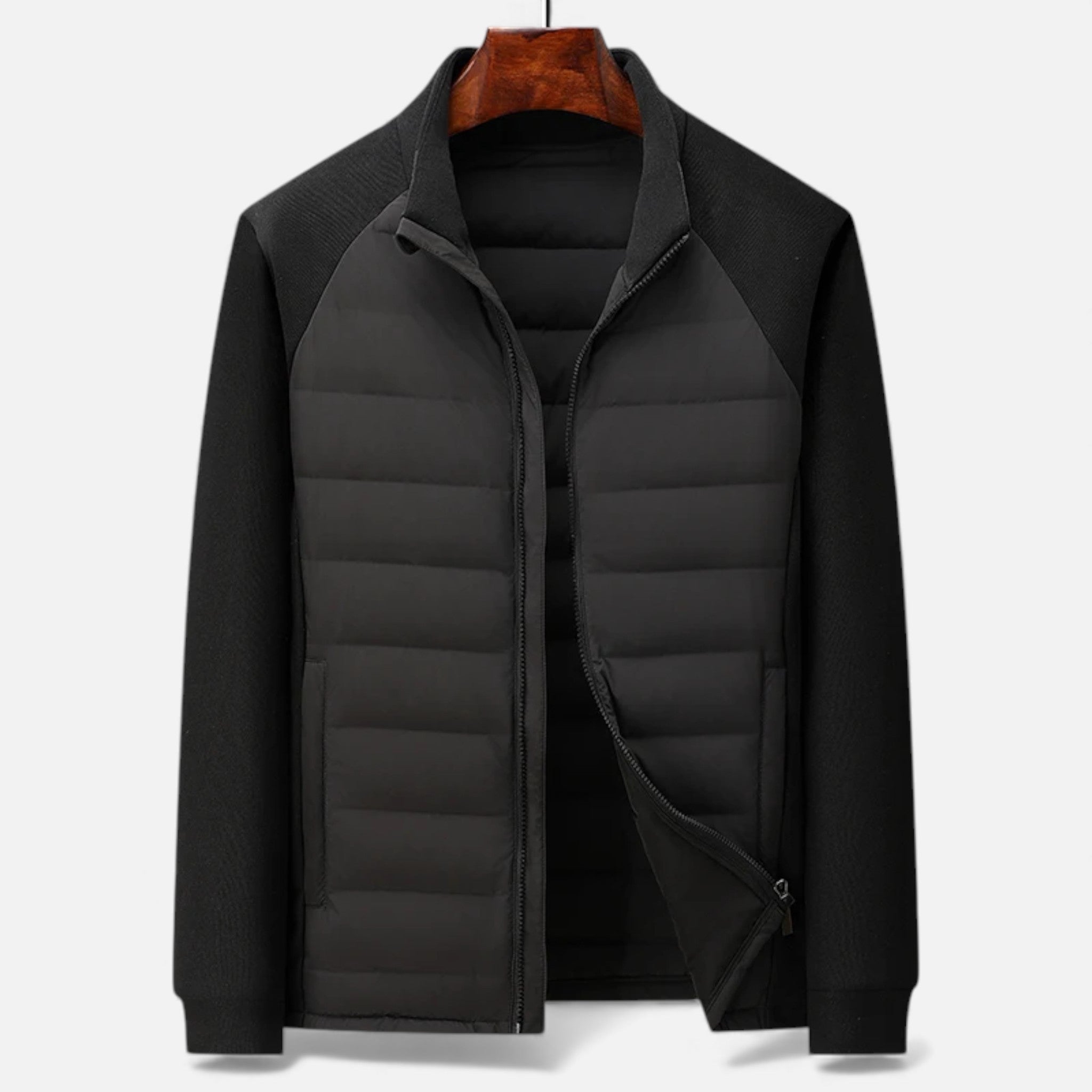Men’s Quilted Down Jacket with Stand-Up Collar