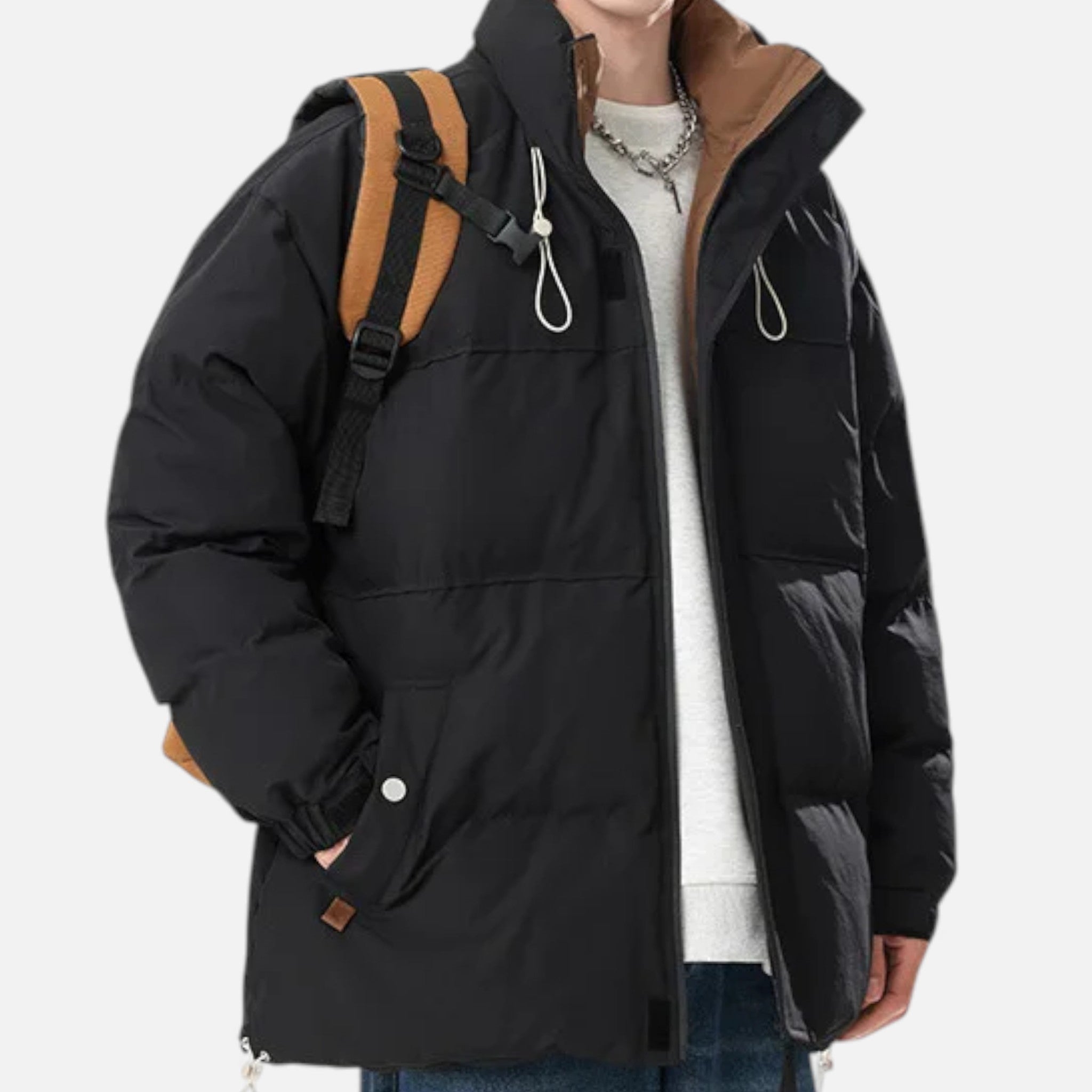Men’s Oversized Windproof Jacket with Stand Collar