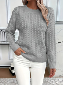 Women's Cable-Knit Round Neck Sweater