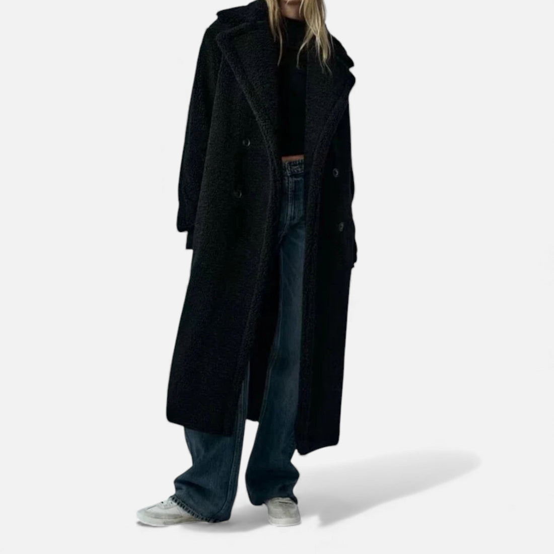 Women’s Long Double-Breasted Teddy Coat