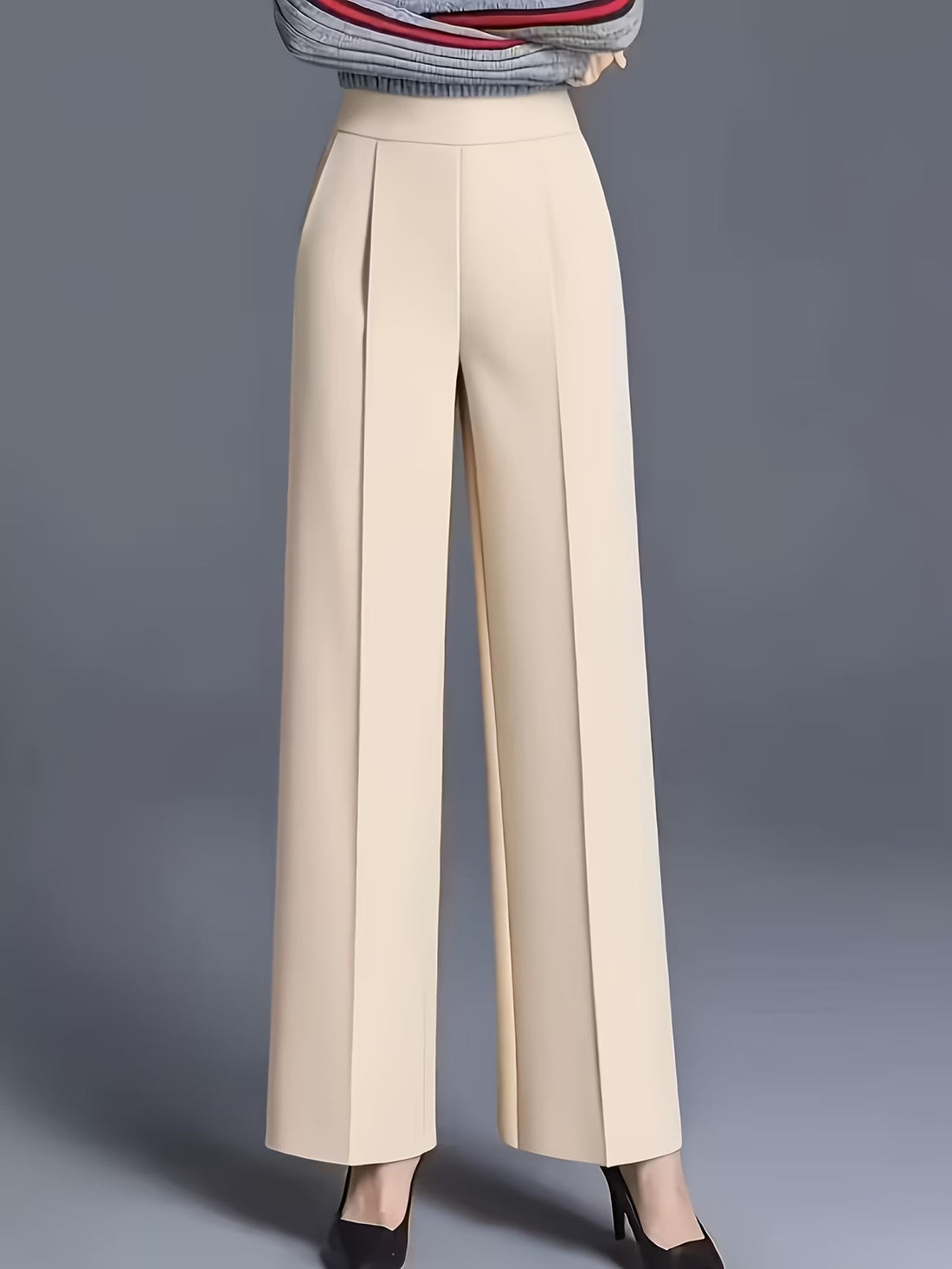 Elegant High-Waisted Slant Pocket Pants