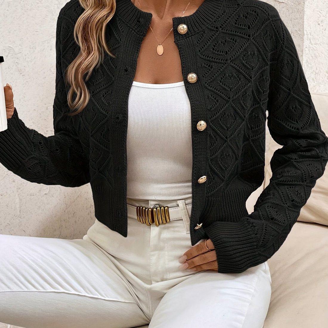 Women's V Neck Cardigan – Button Front Knit