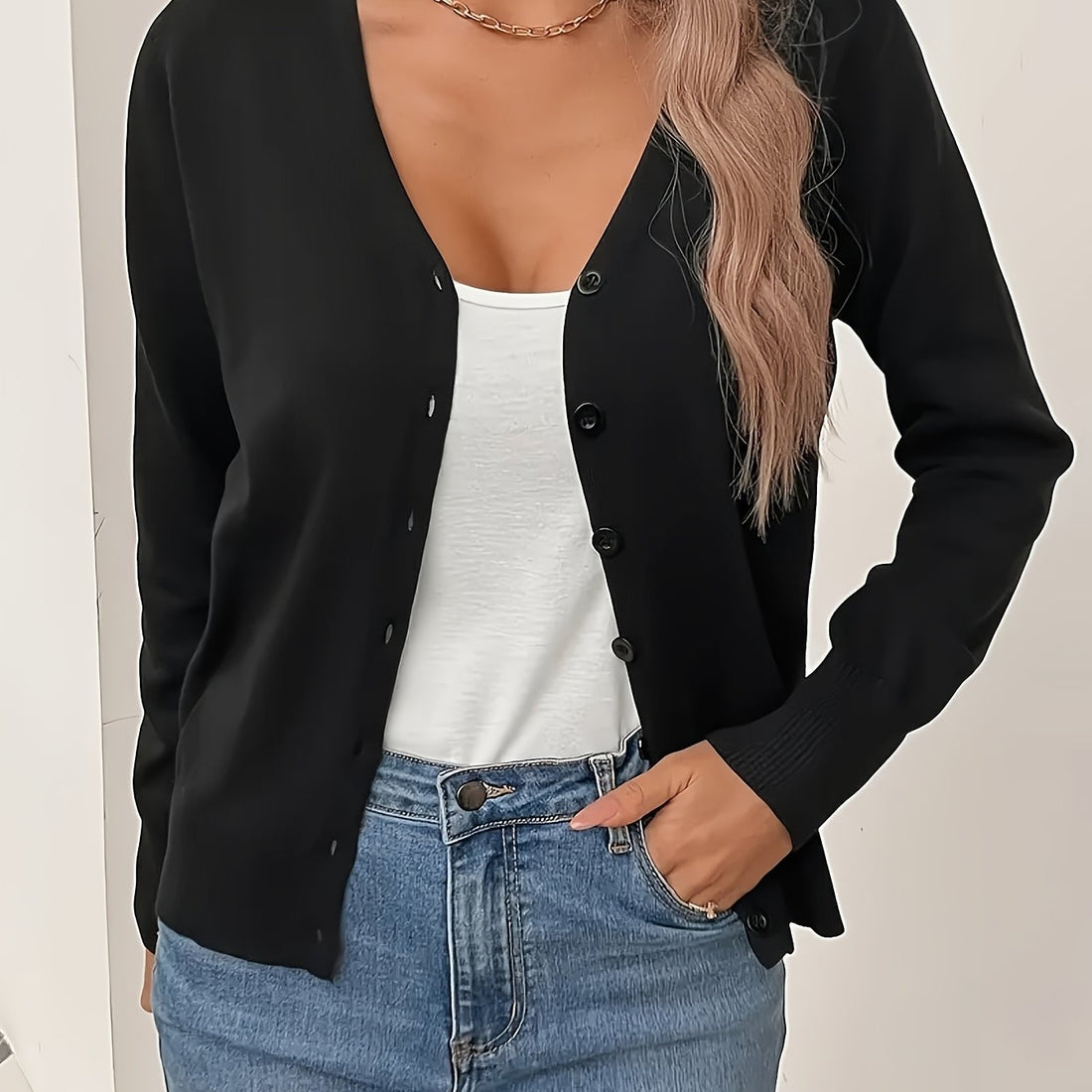 Women's V Neck Cardigan – Button Front Knit