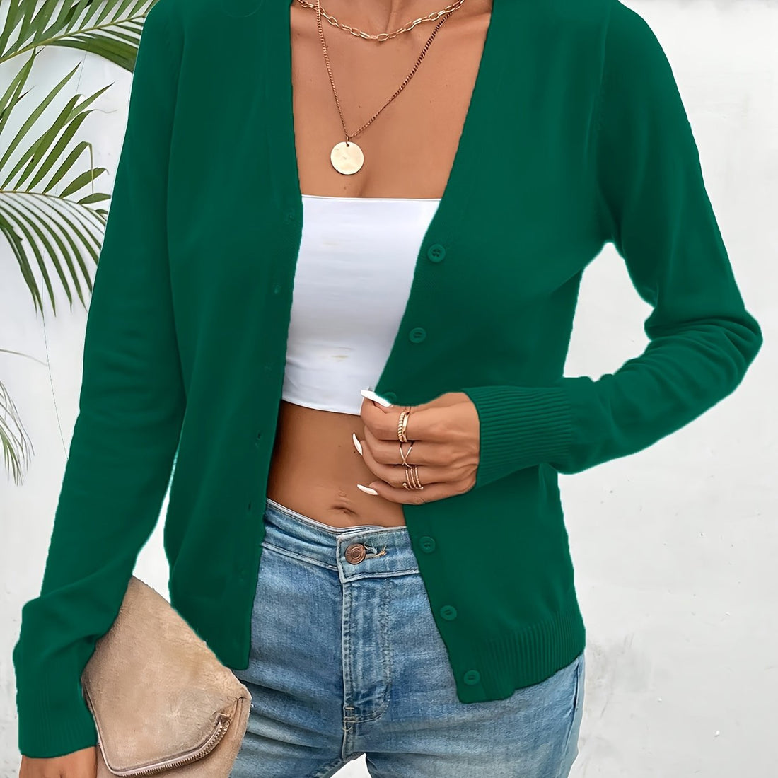 Women's V Neck Cardigan – Button Front Knit