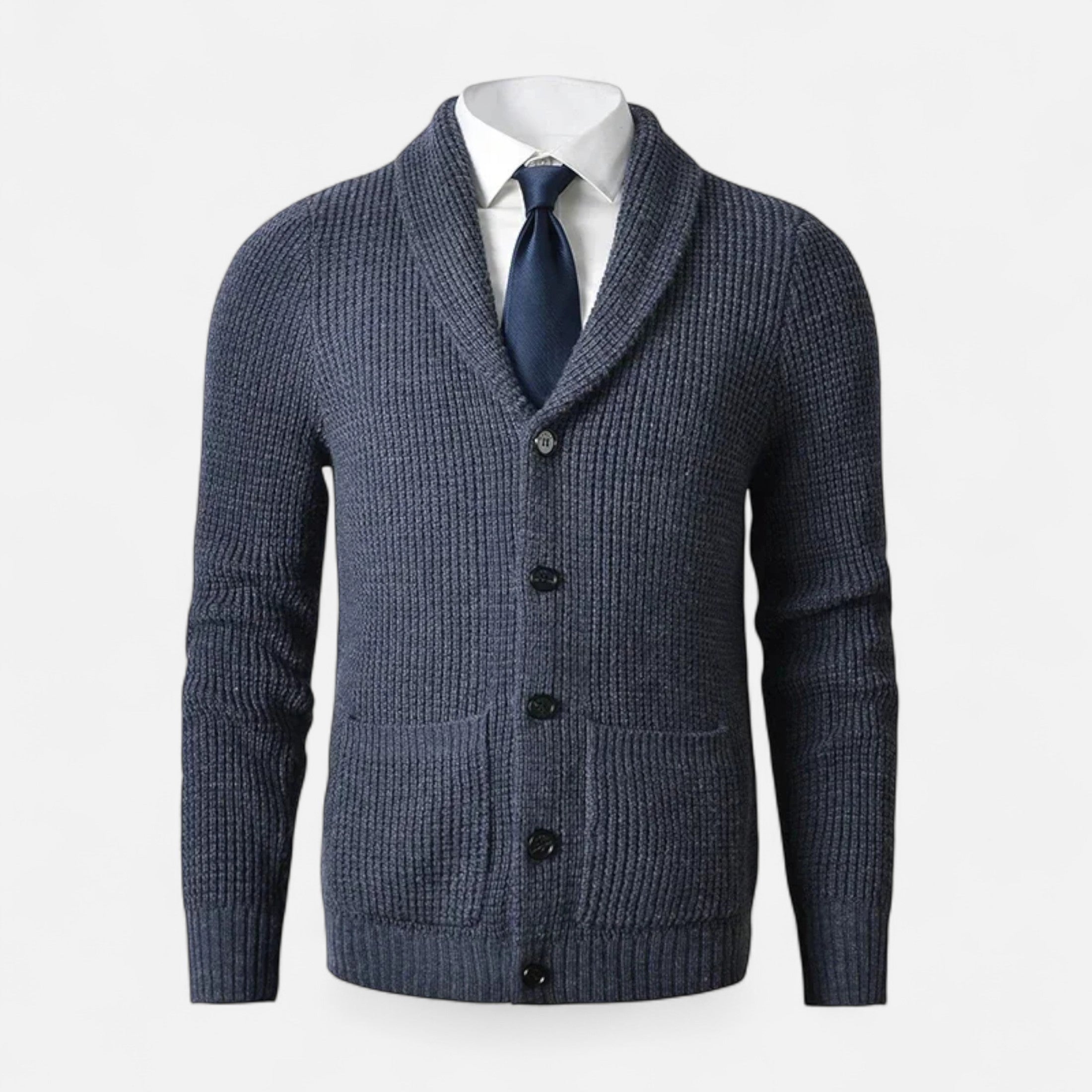 Men’s Button-Up Premium Wool Cardigan – Classic Slim Fit Style