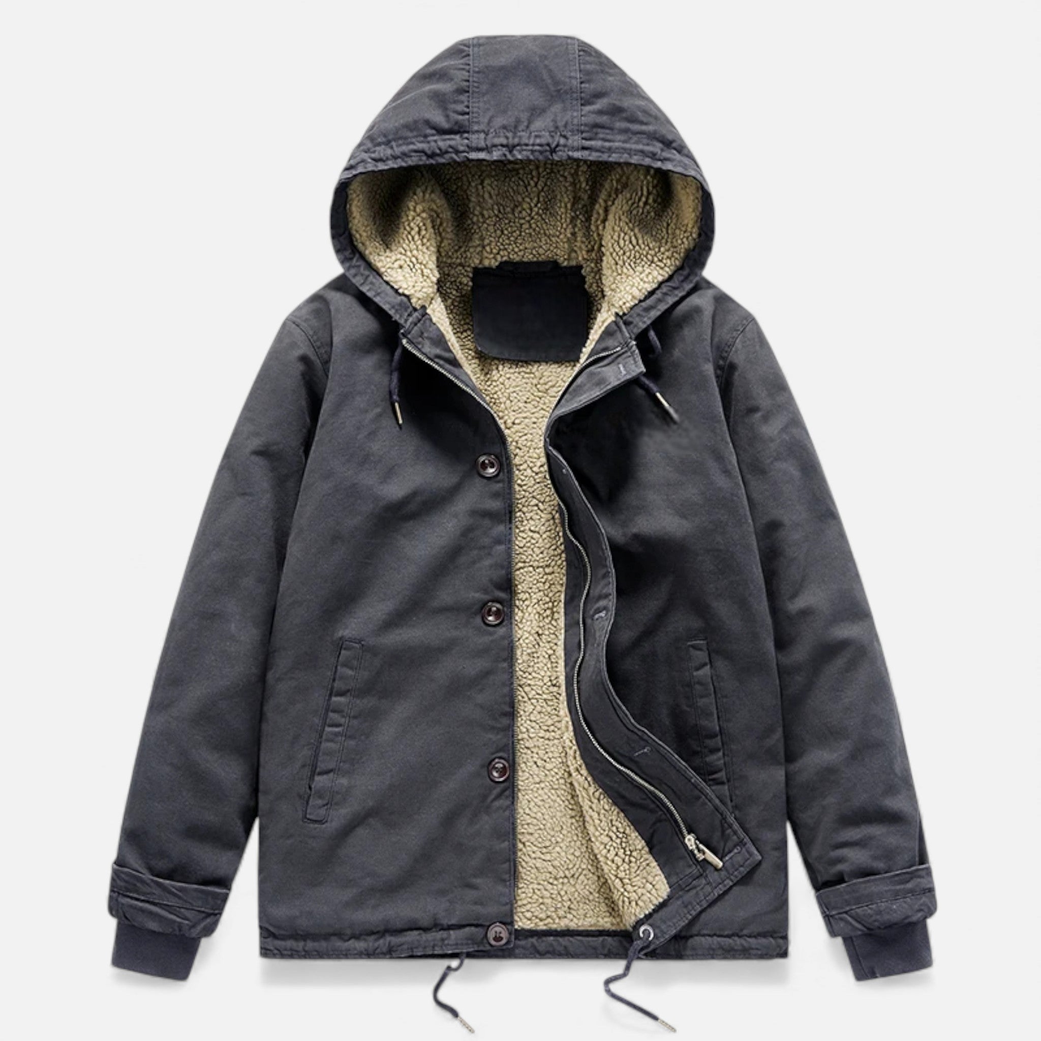 Men’s Lamb Fleece Hooded Winter Coat