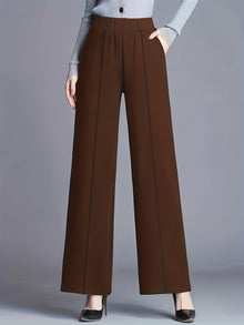 Elegant High-Waisted Slant Pocket Pants