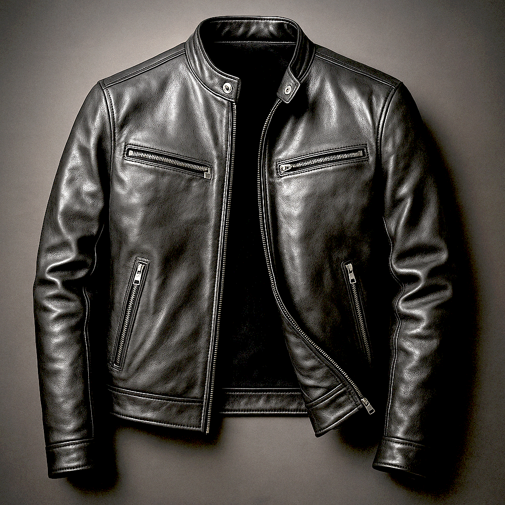 Men's Leather Biker Jacket – Classic Moto