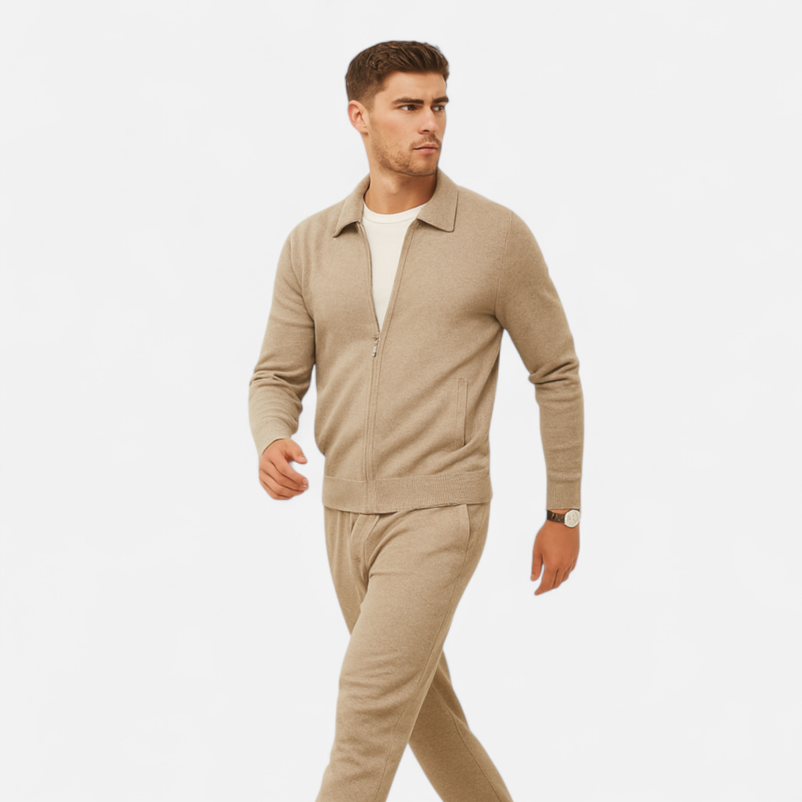Men’s Wool-Cashmere Zip Business Sweater