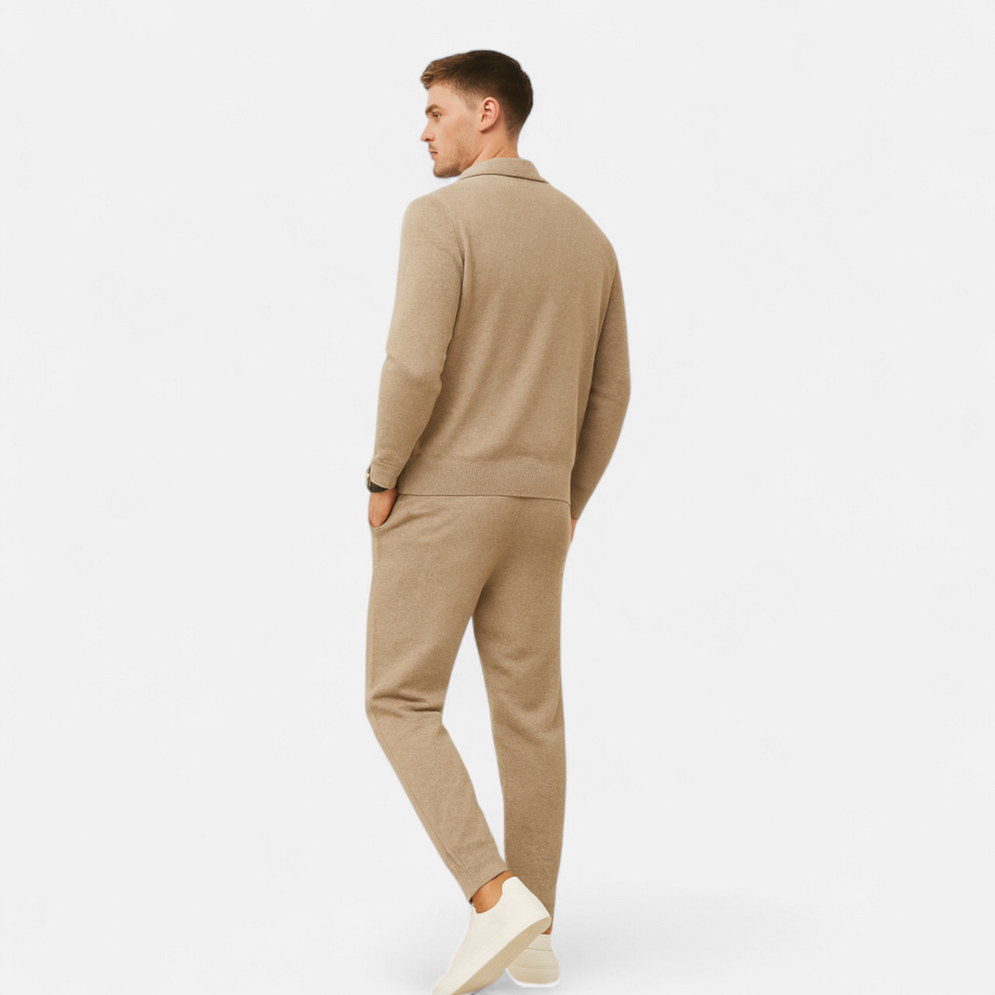 Men’s Wool-Cashmere Zip Business Sweater