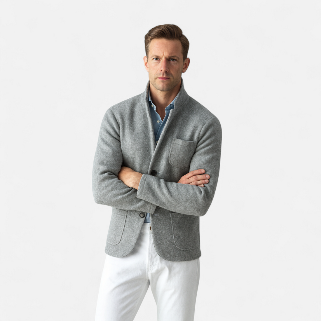 Men’s Vintage Wool Stand-Collar Jacket