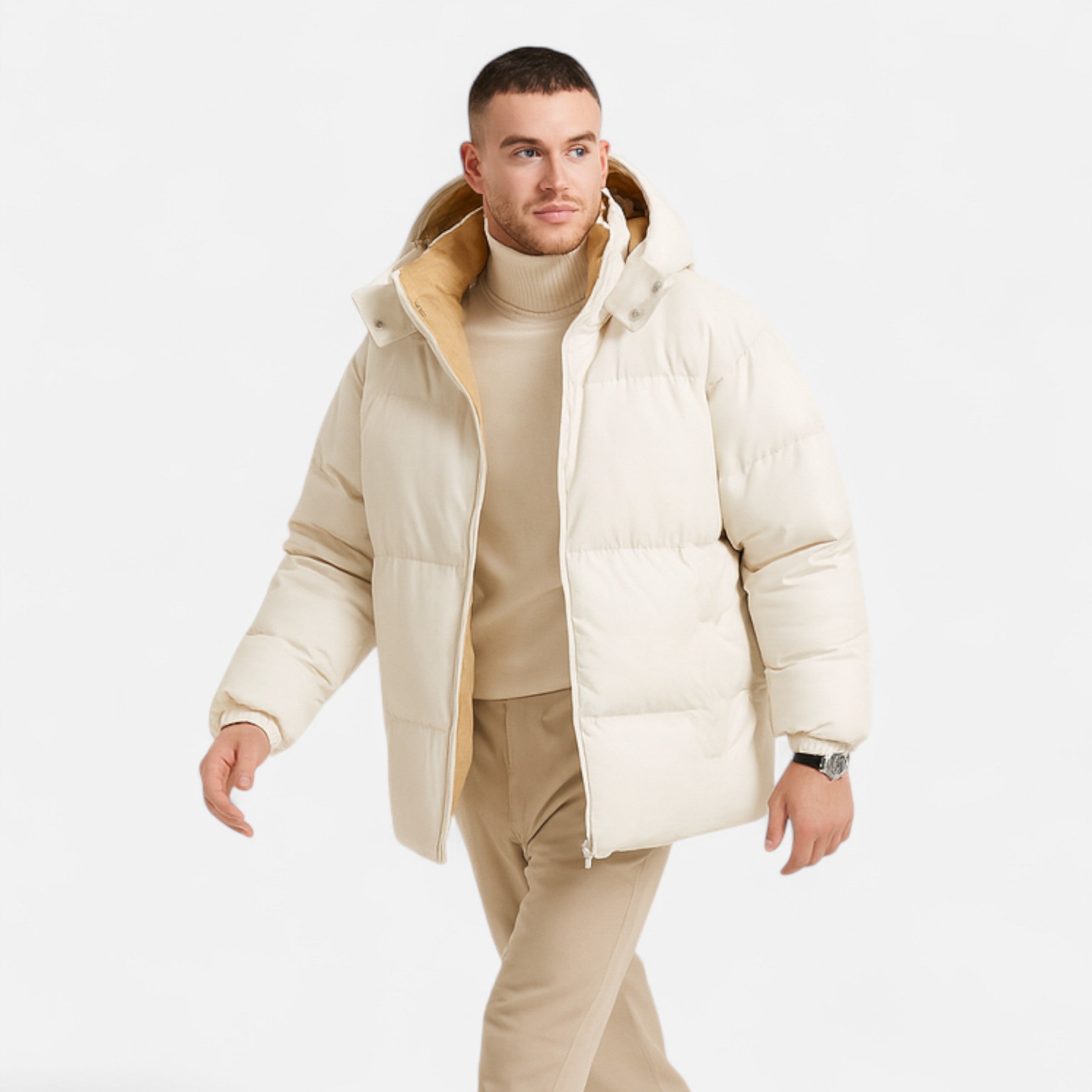 Men’s Detachable-Hood Padded Jacket