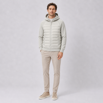 Men’s Hooded Down Jacket – Spliced Quilted Style