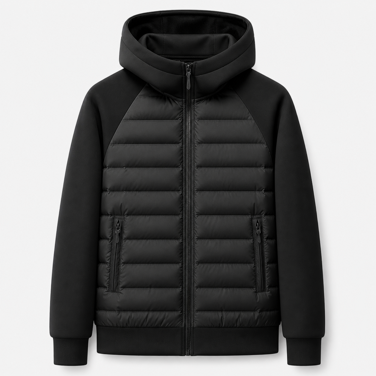 Men’s Hooded Down Jacket – Spliced Quilted Style
