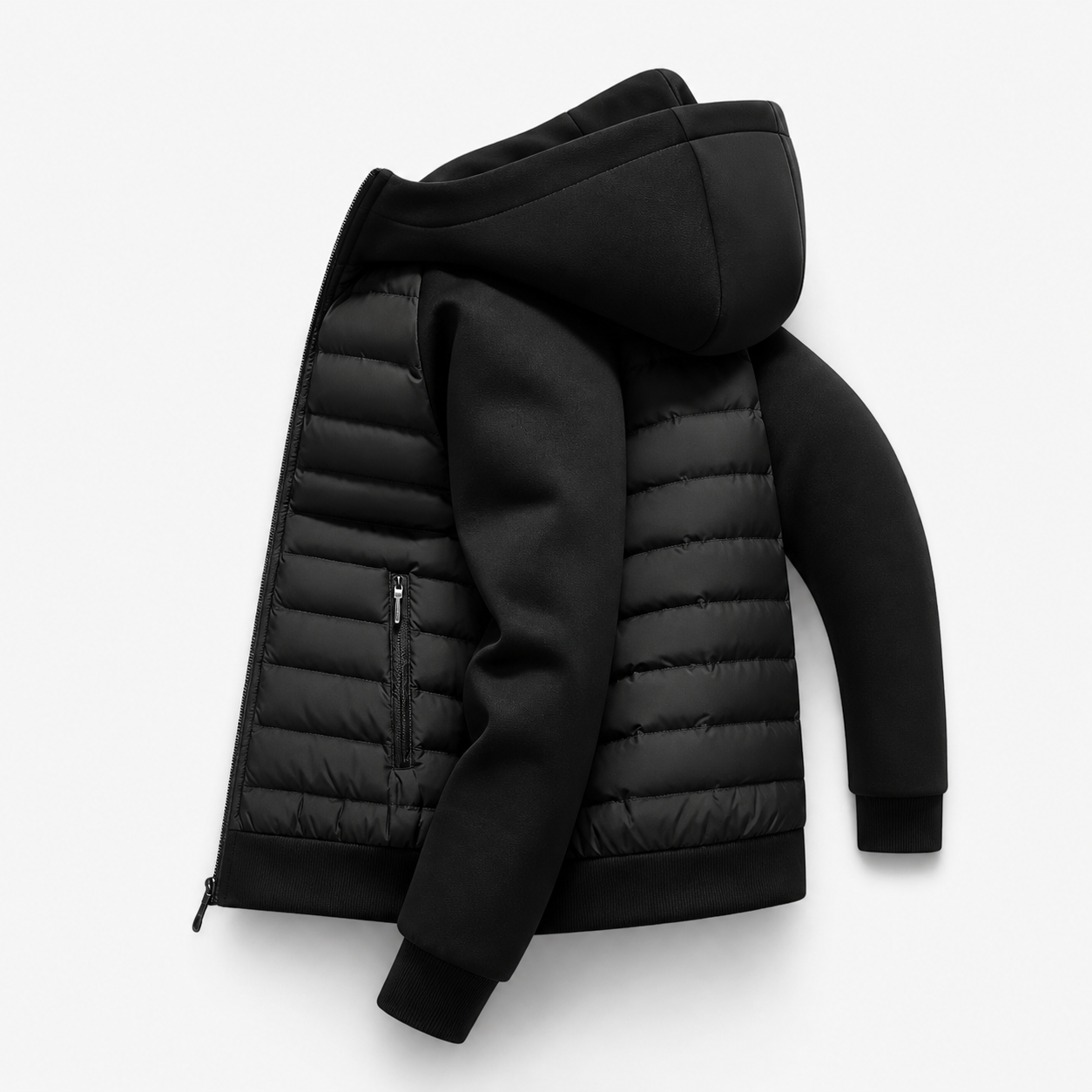 Men’s Hooded Down Jacket – Spliced Quilted Style