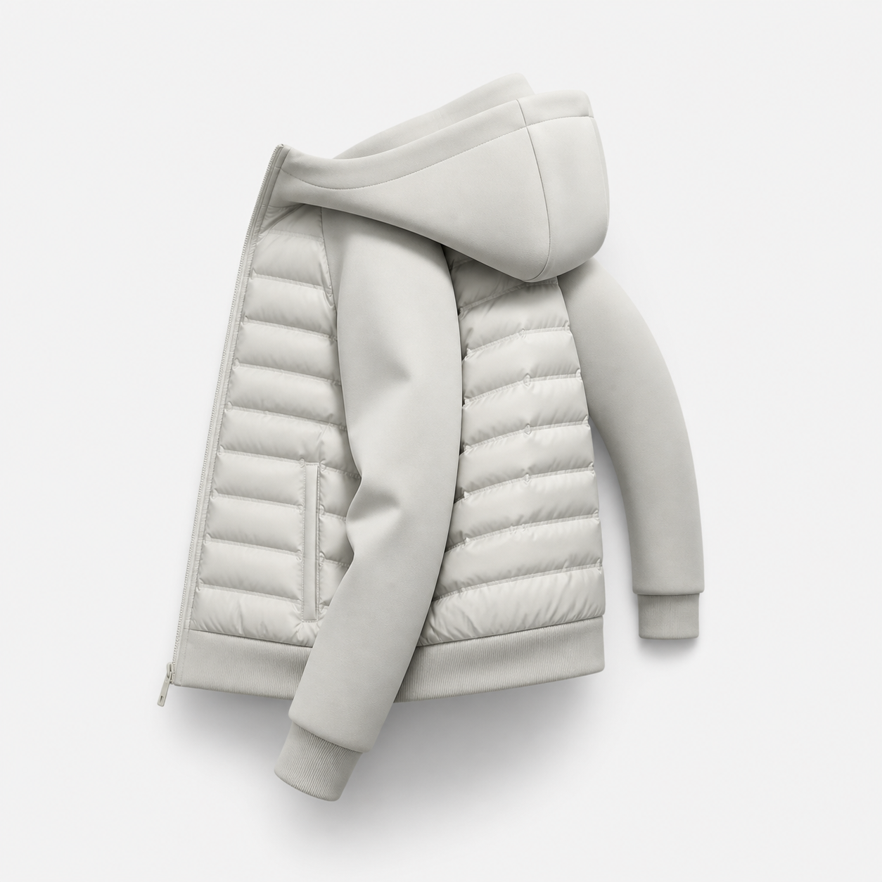 Men’s Hooded Down Jacket – Spliced Quilted Style