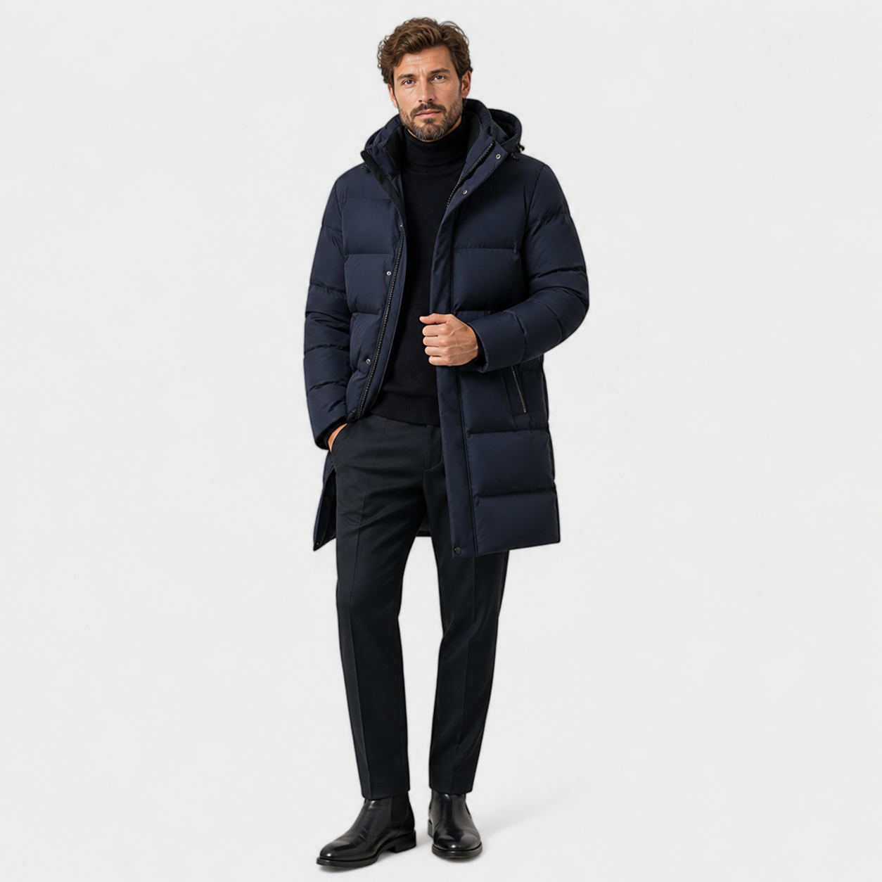 Men’s Premium Winter Down Parka – Hooded Insulated Elegance