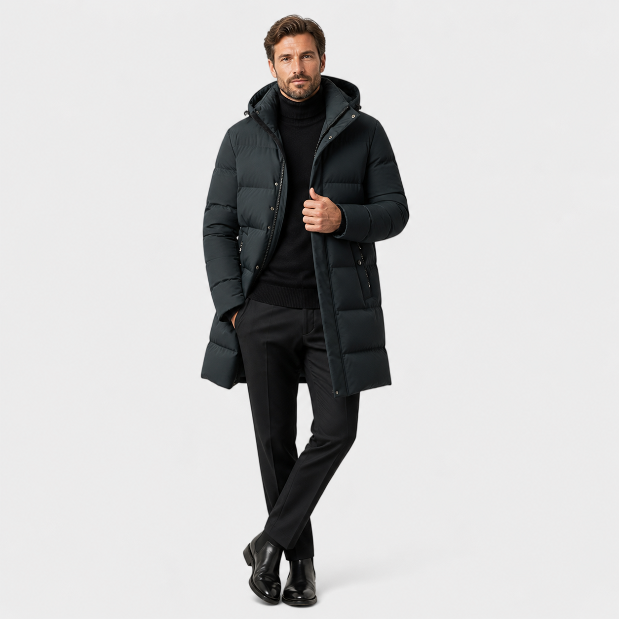 Men’s Premium Winter Down Parka – Hooded Insulated Elegance