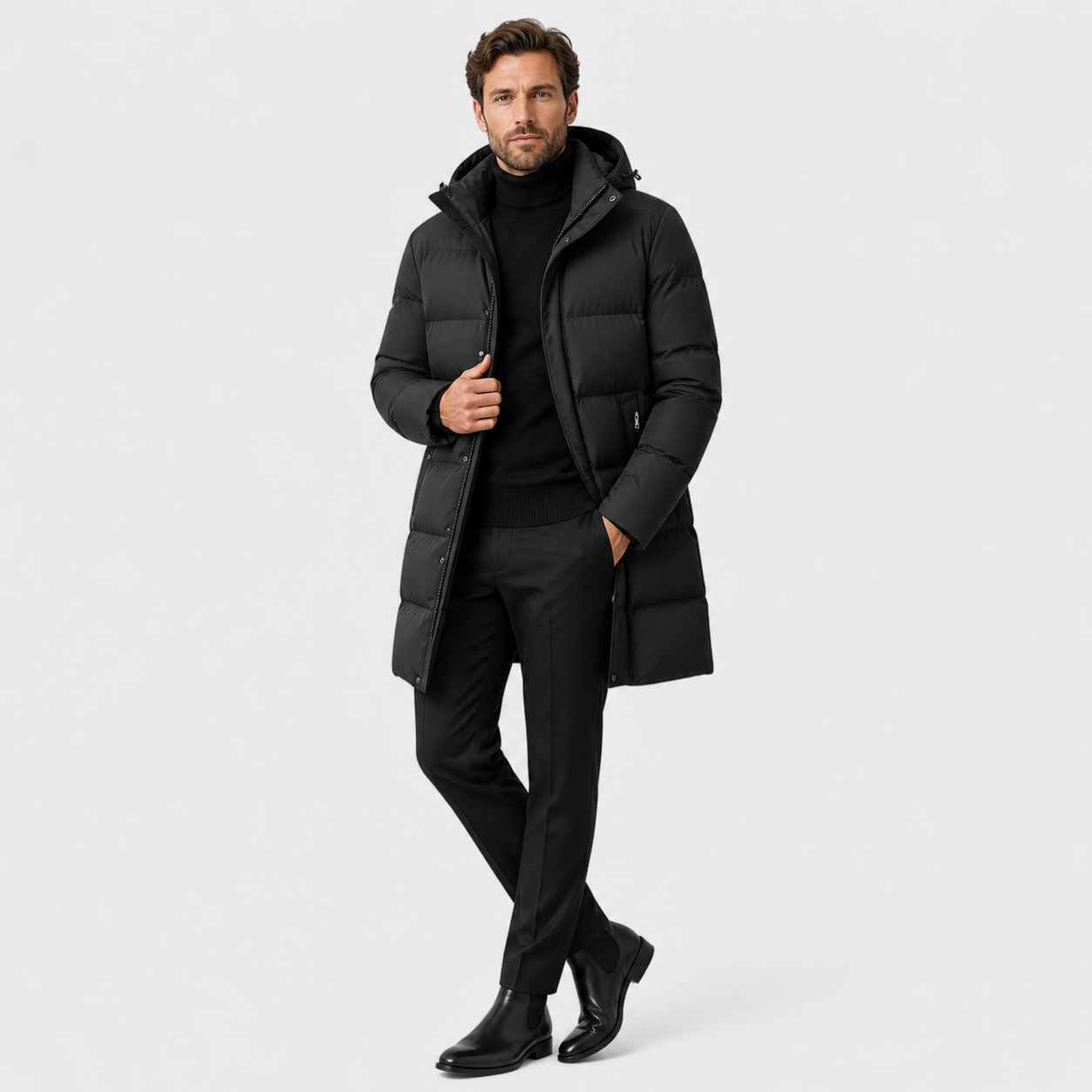 Men’s Premium Winter Down Parka – Hooded Insulated Elegance