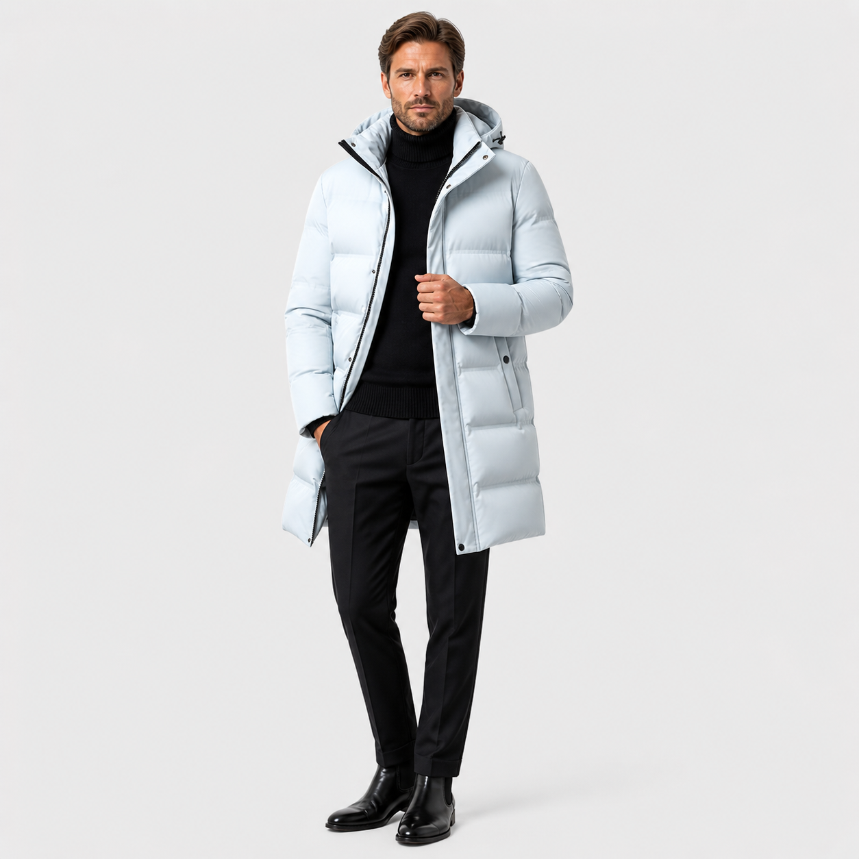 Men’s Premium Winter Down Parka – Hooded Insulated Elegance