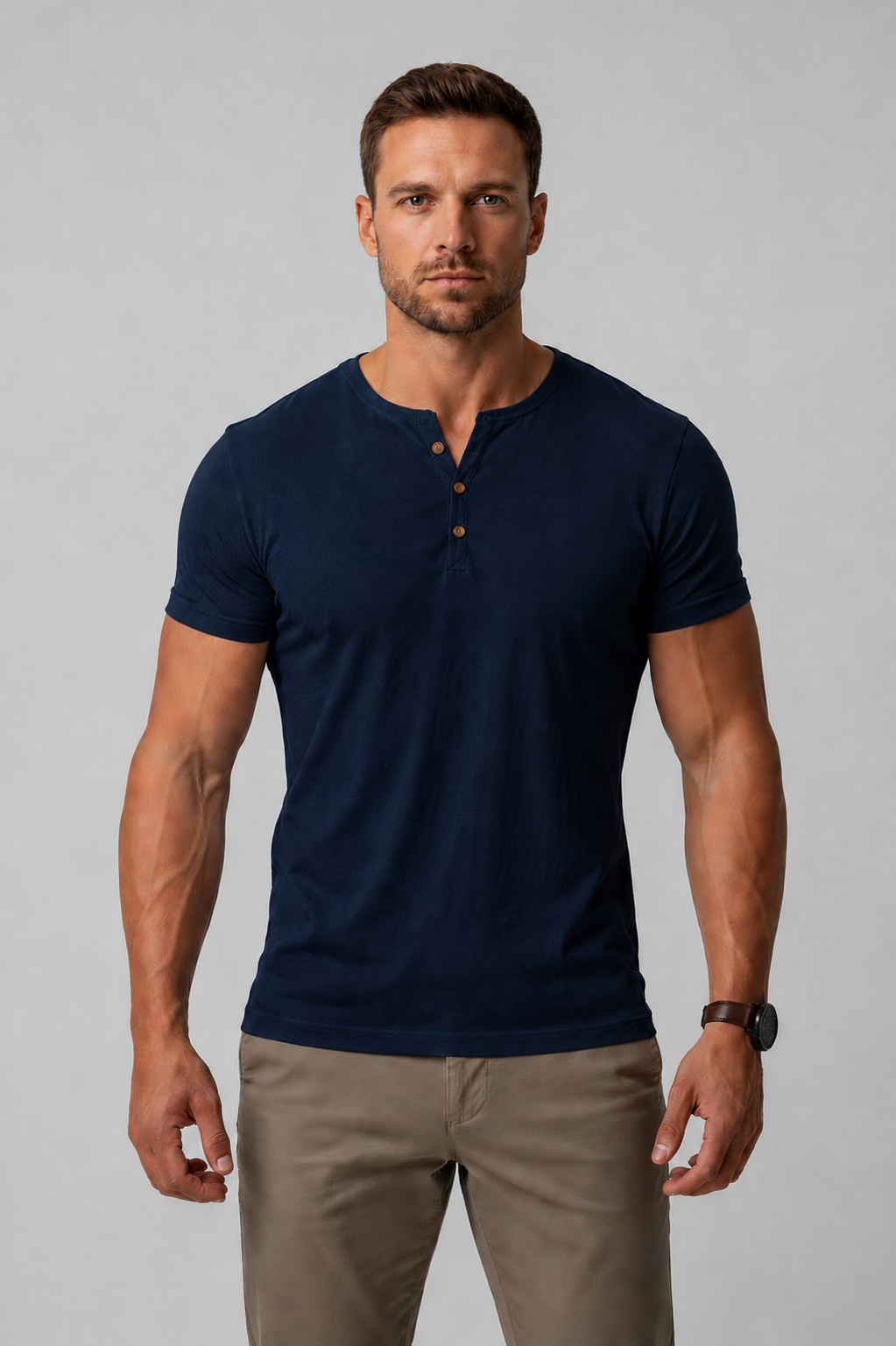 Men's Muscle Fit Henley T-Shirt