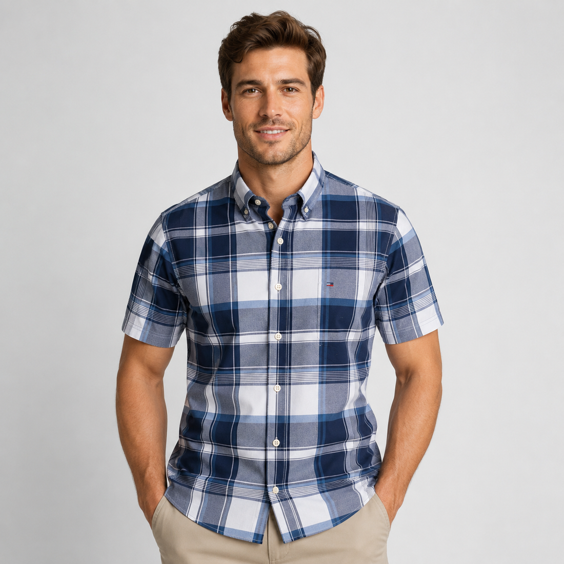 Men's Oxford Cotton Short-Sleeve Summer Shirt