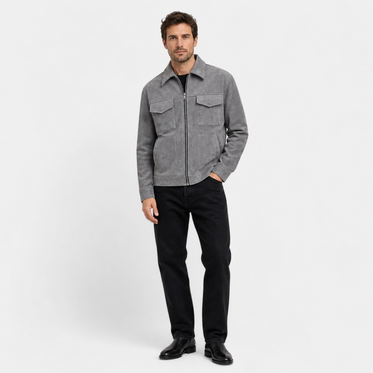 Men’s Loose-Fit Suede Jacket